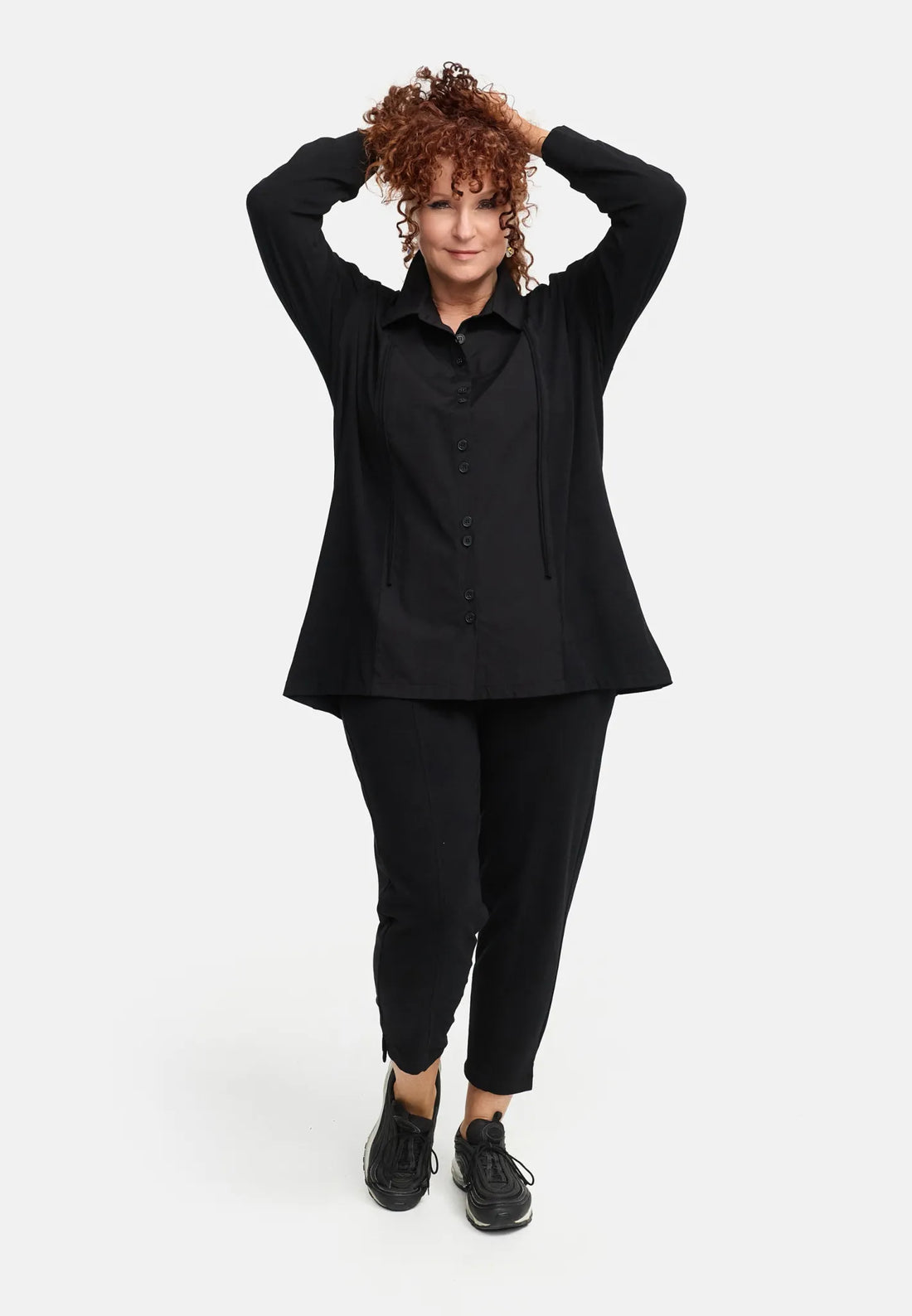 Do Your Best Bluse in gerader Form, aus Baumwolle, D932, Schwarz, Ausgefallen, Zeitlos