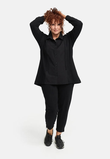  Do Your Best Bluse in gerader Form, aus Baumwolle, D932, Schwarz, Ausgefallen, Zeitlos