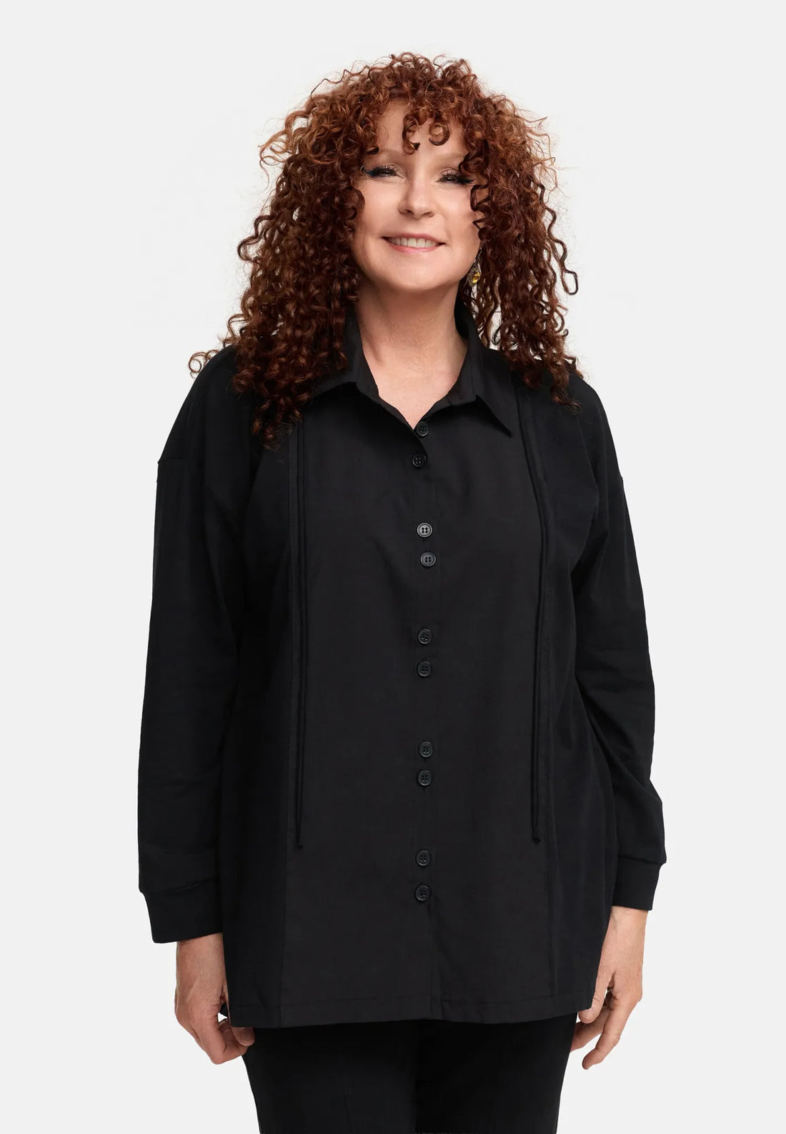  Do Your Best Bluse in gerader Form, aus Baumwolle, D932, Schwarz, Ausgefallen, Zeitlos