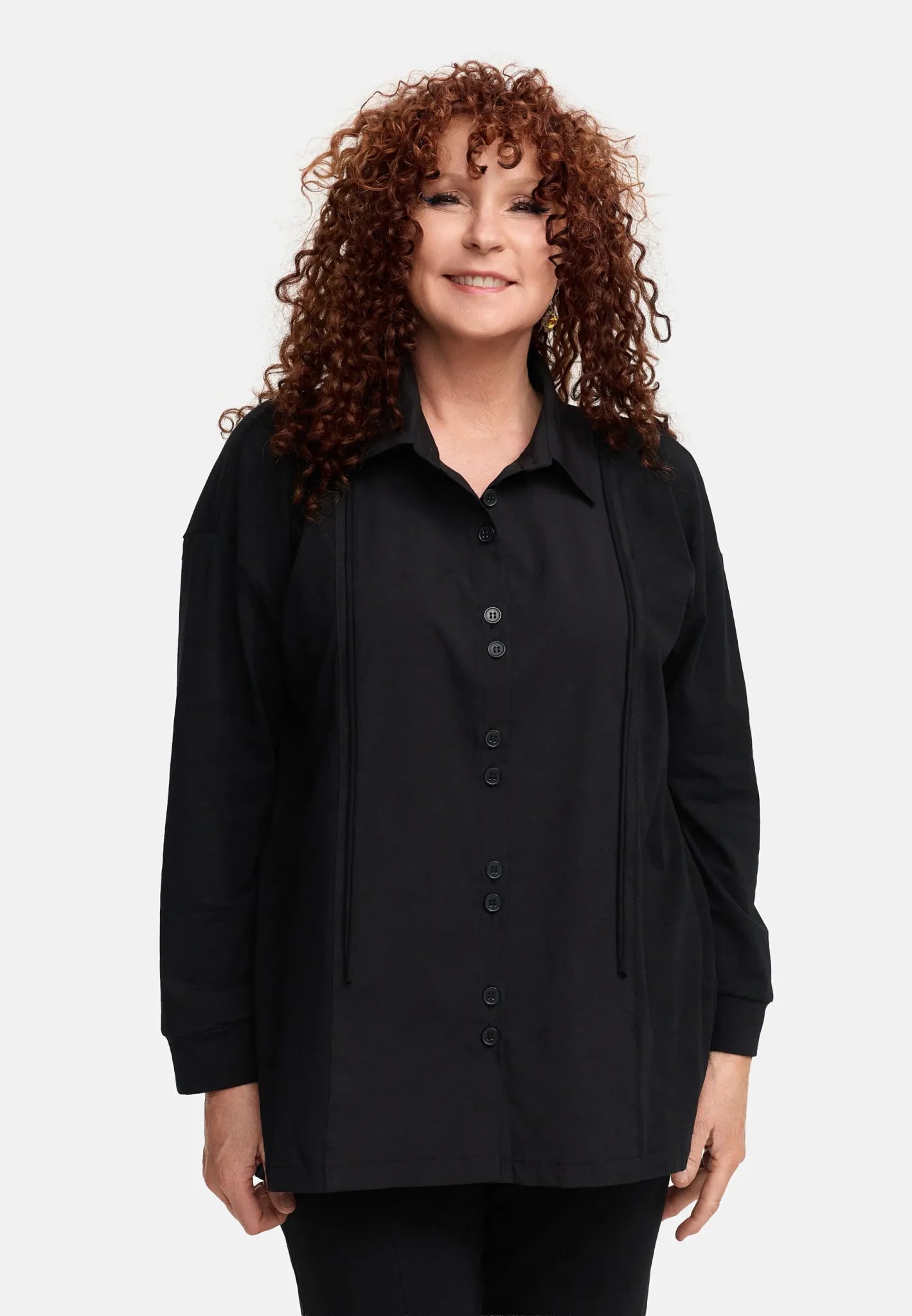  Do Your Best Bluse in gerader Form, aus Baumwolle, D932, Schwarz, Ausgefallen, Zeitlos