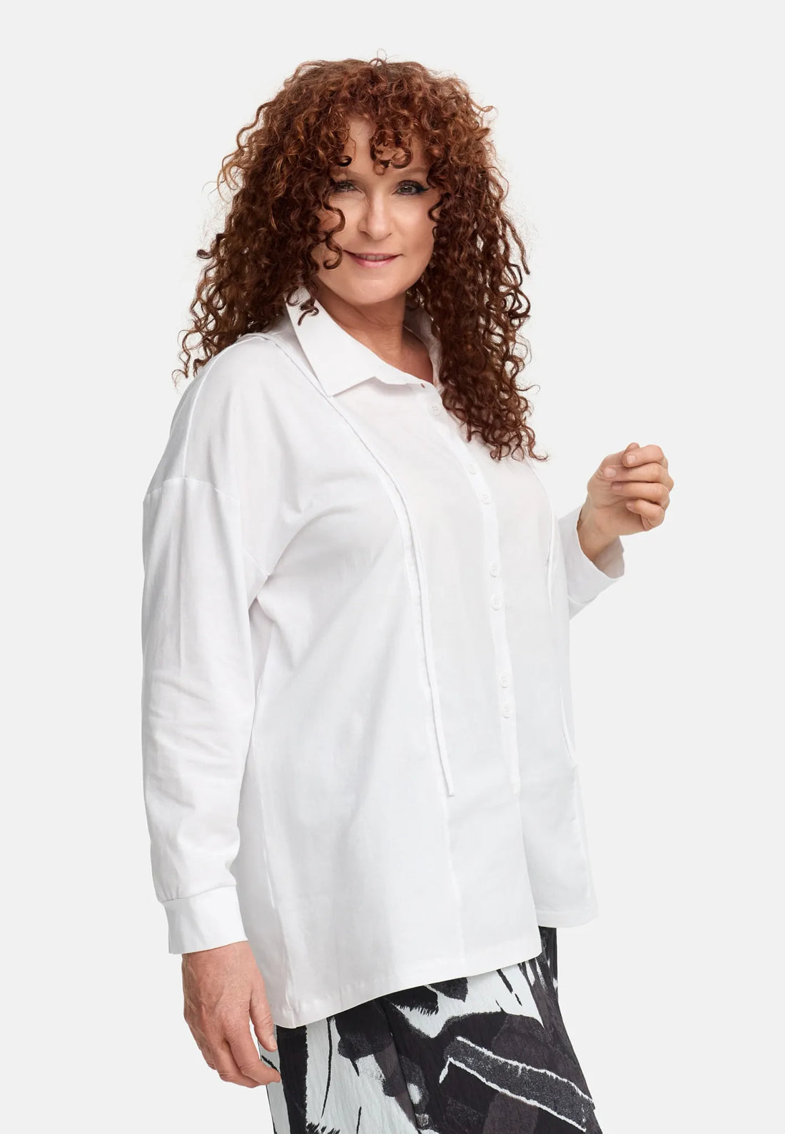  Do Your Best Bluse in gerader Form, aus Baumwolle, D932, Weiß, Ausgefallen, Zeitlos