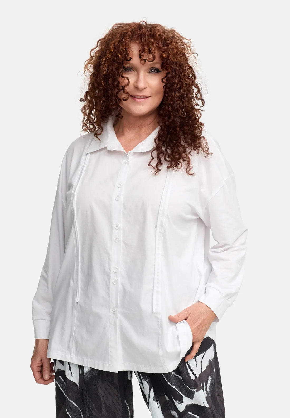  Do Your Best Bluse in gerader Form, aus Baumwolle, D932, Weiß, Ausgefallen, Zeitlos