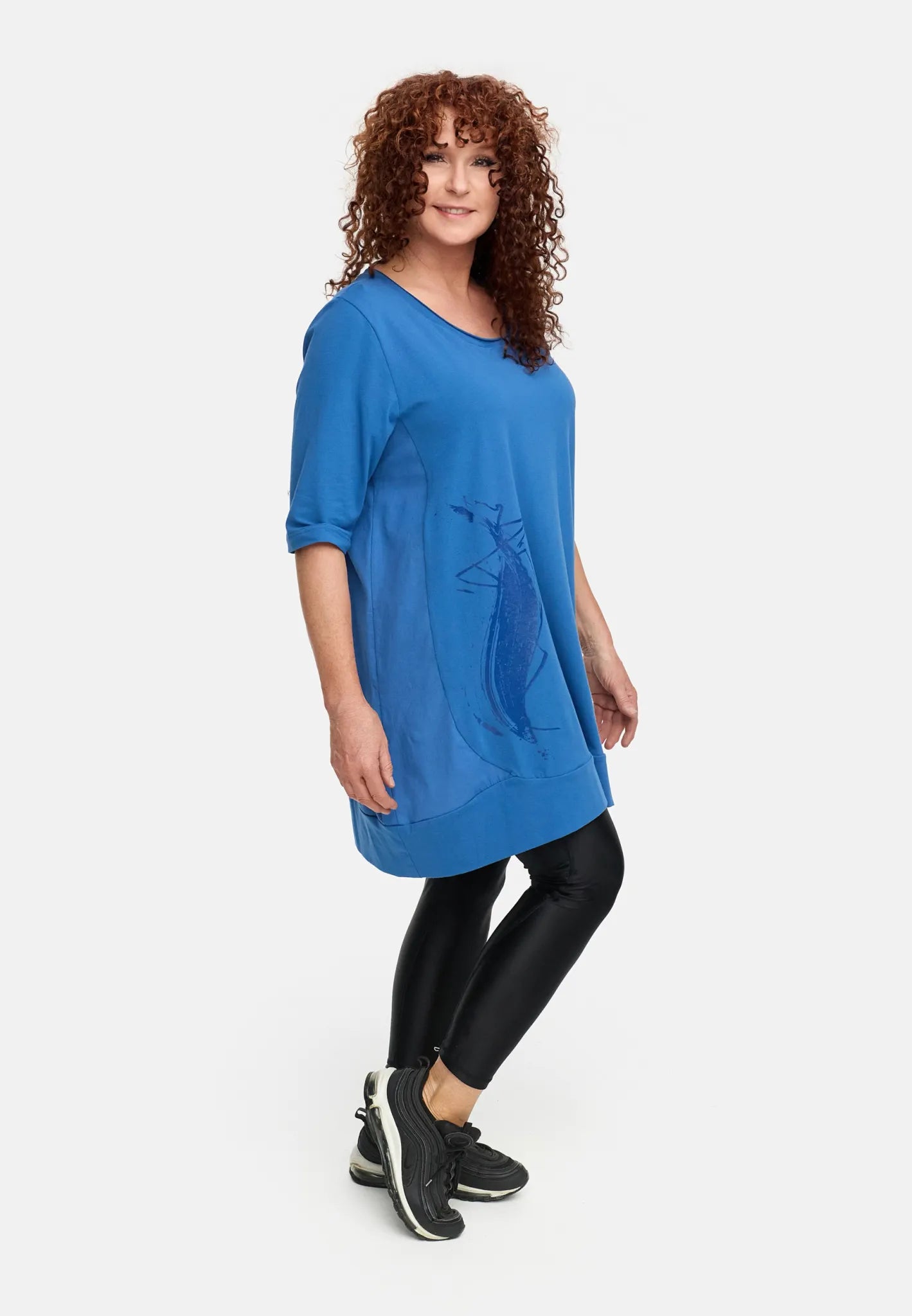  Ovalform Tunika von Do Your Best aus Baumwolle, D935, Blau, Ausgefallen, Zeitlos, Schick