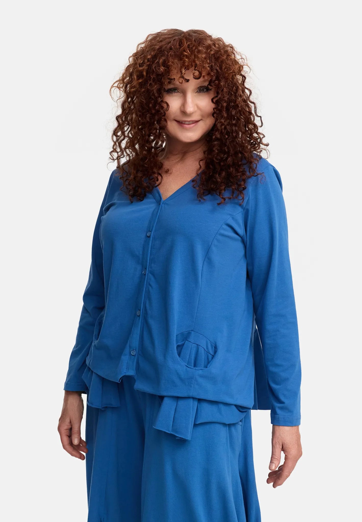 Do Your Best Jacke in gerader Form, aus Baumwolle, D936, Blau, Ausgefallen, Zeitlos