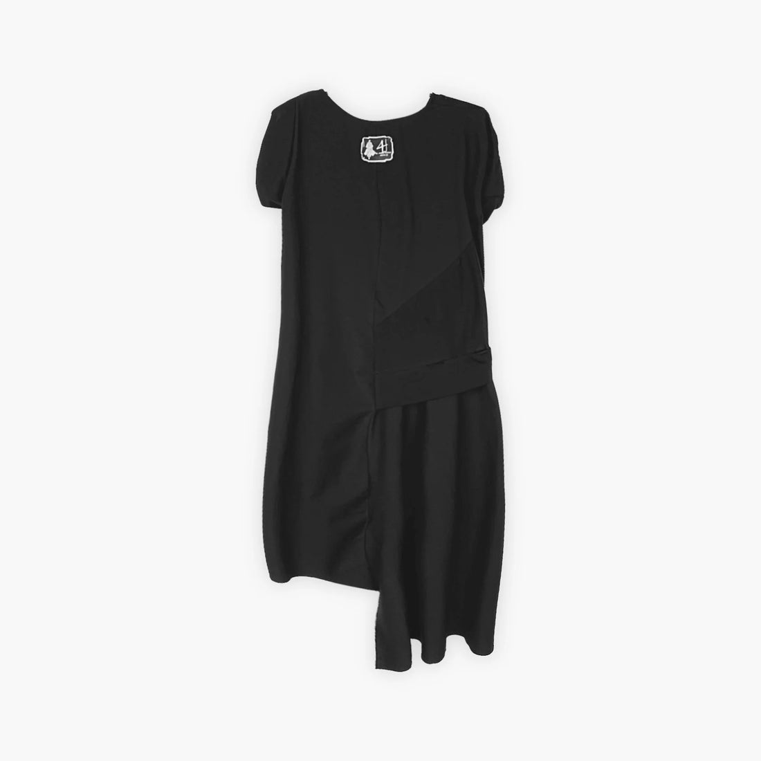  H4 Fashion Kleid in asymmetrischer Form, aus Baumwolle, 2074, Schwarz, Schick, Modern