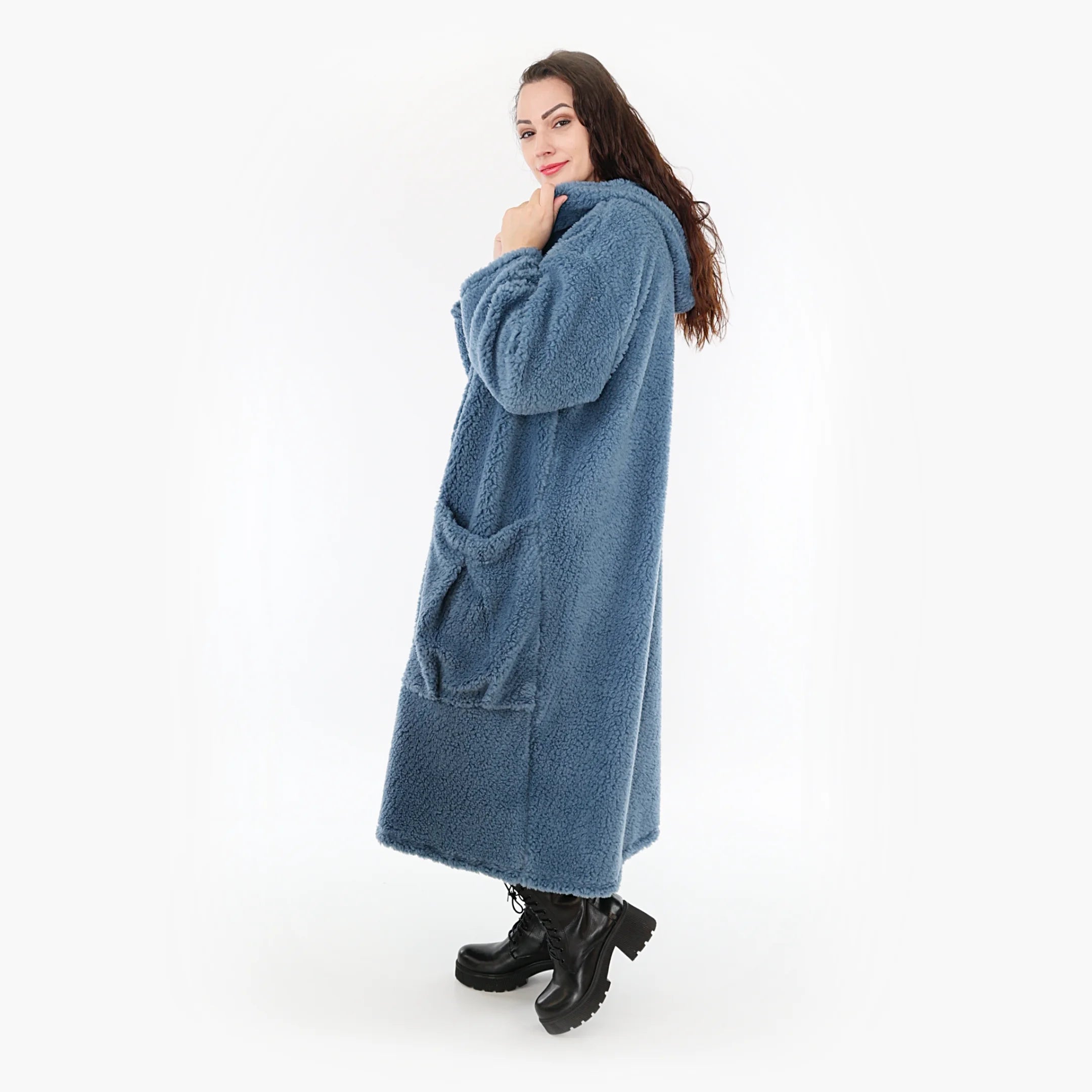  AKH Fashion Mantel in gerader Form, aus Materialmix, 1360.06979, Blau, Schick, Modern