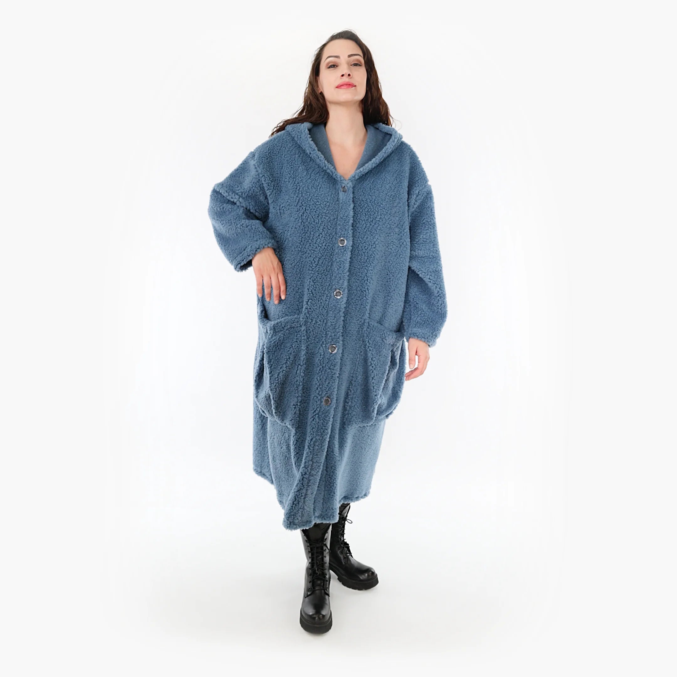  AKH Fashion Mantel in gerader Form, aus Materialmix, 1360.06979, Blau, Schick, Modern