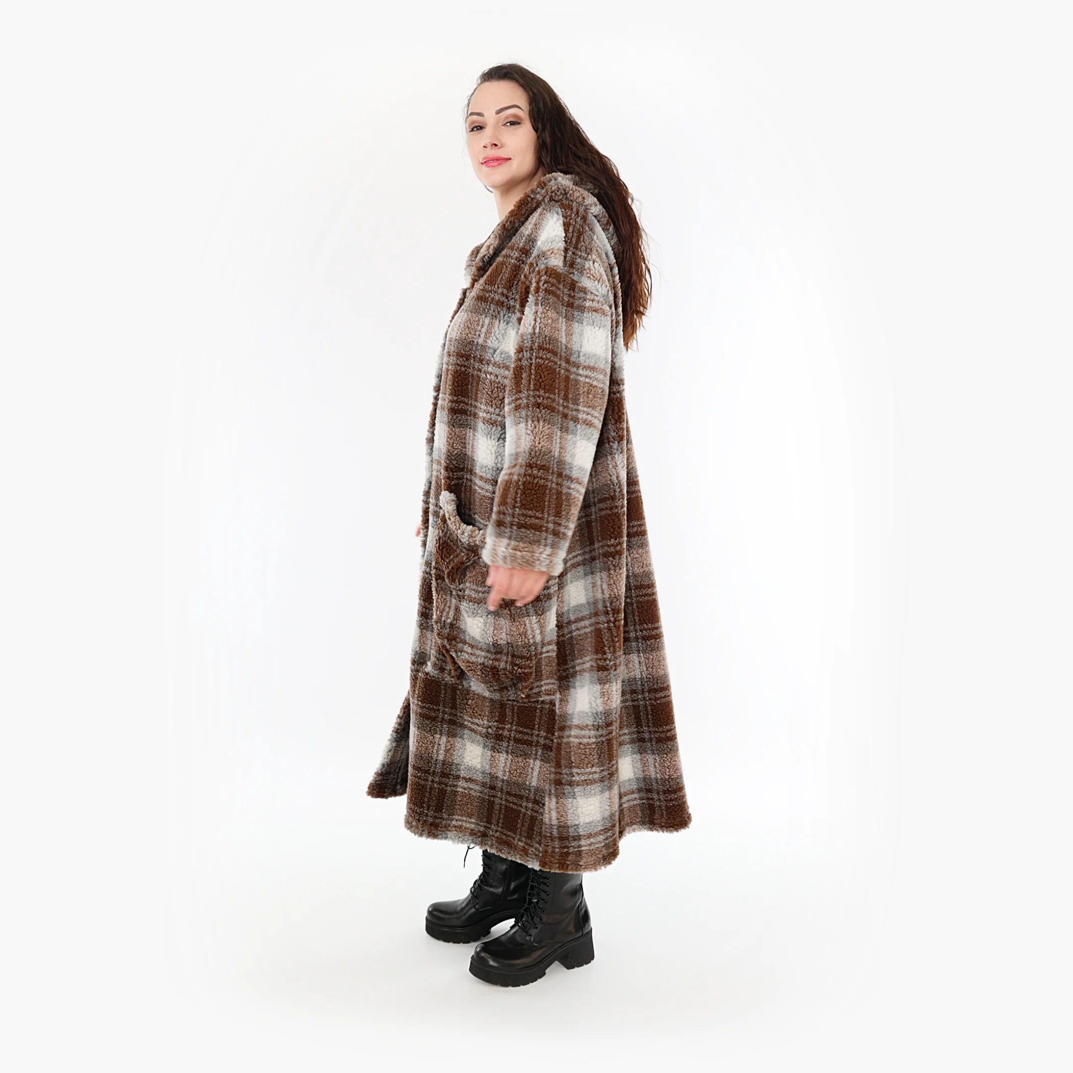  AKH Fashion Mantel in gerader Form, aus Materialmix, 1358.06979, Braun-Weiß, Schick
