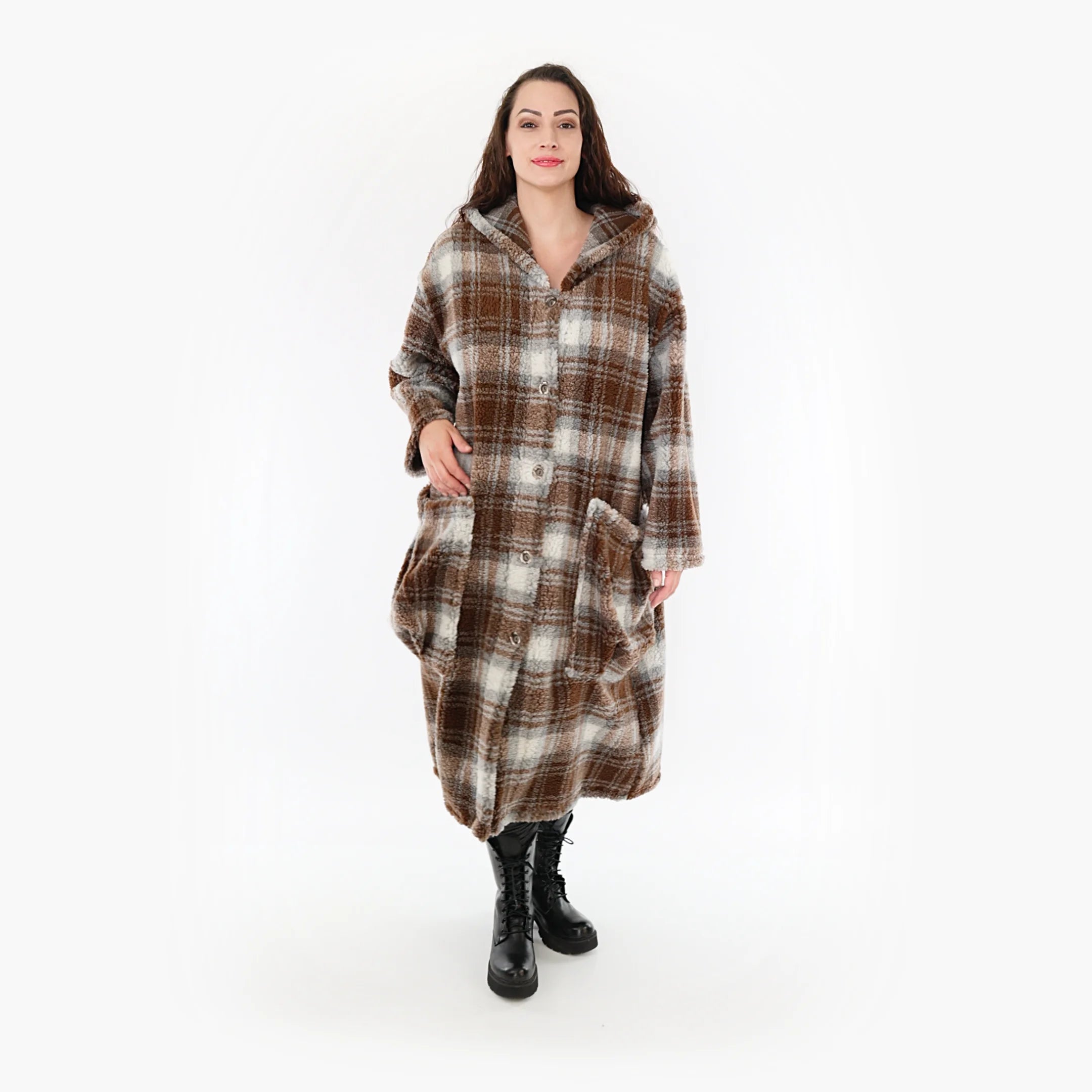  AKH Fashion Mantel in gerader Form, aus Materialmix, 1358.06979, Braun-Weiß, Schick