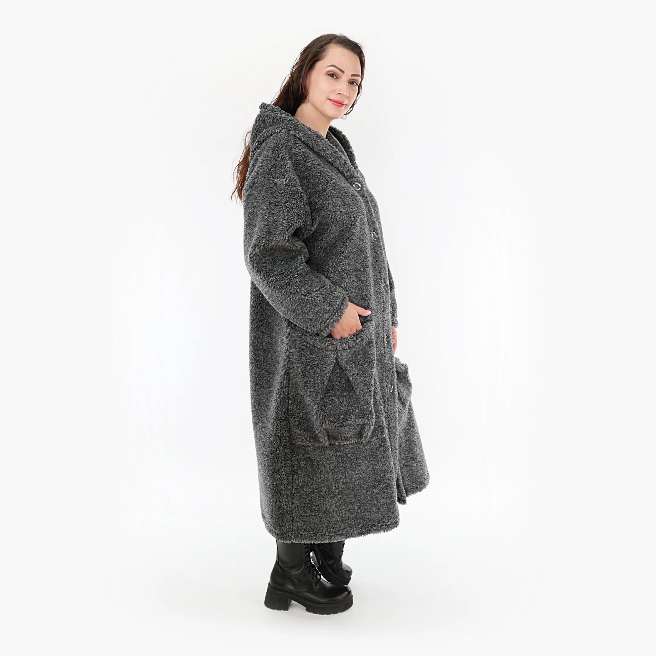  AKH Fashion Mantel in gerader Form, aus Materialmix, 1360.06979, Dunkelgrau, Schick