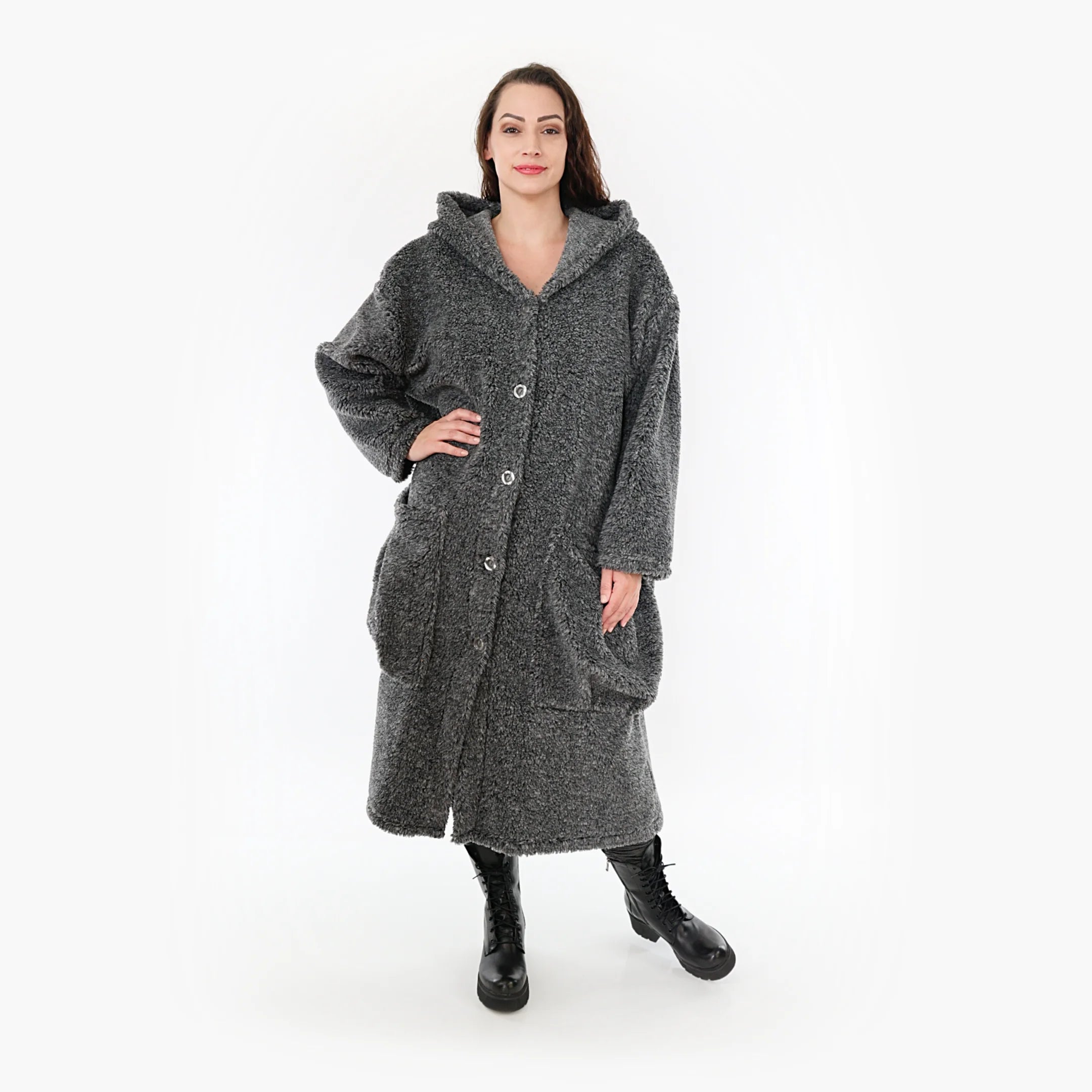  AKH Fashion Mantel in gerader Form, aus Materialmix, 1360.06979, Dunkelgrau, Schick