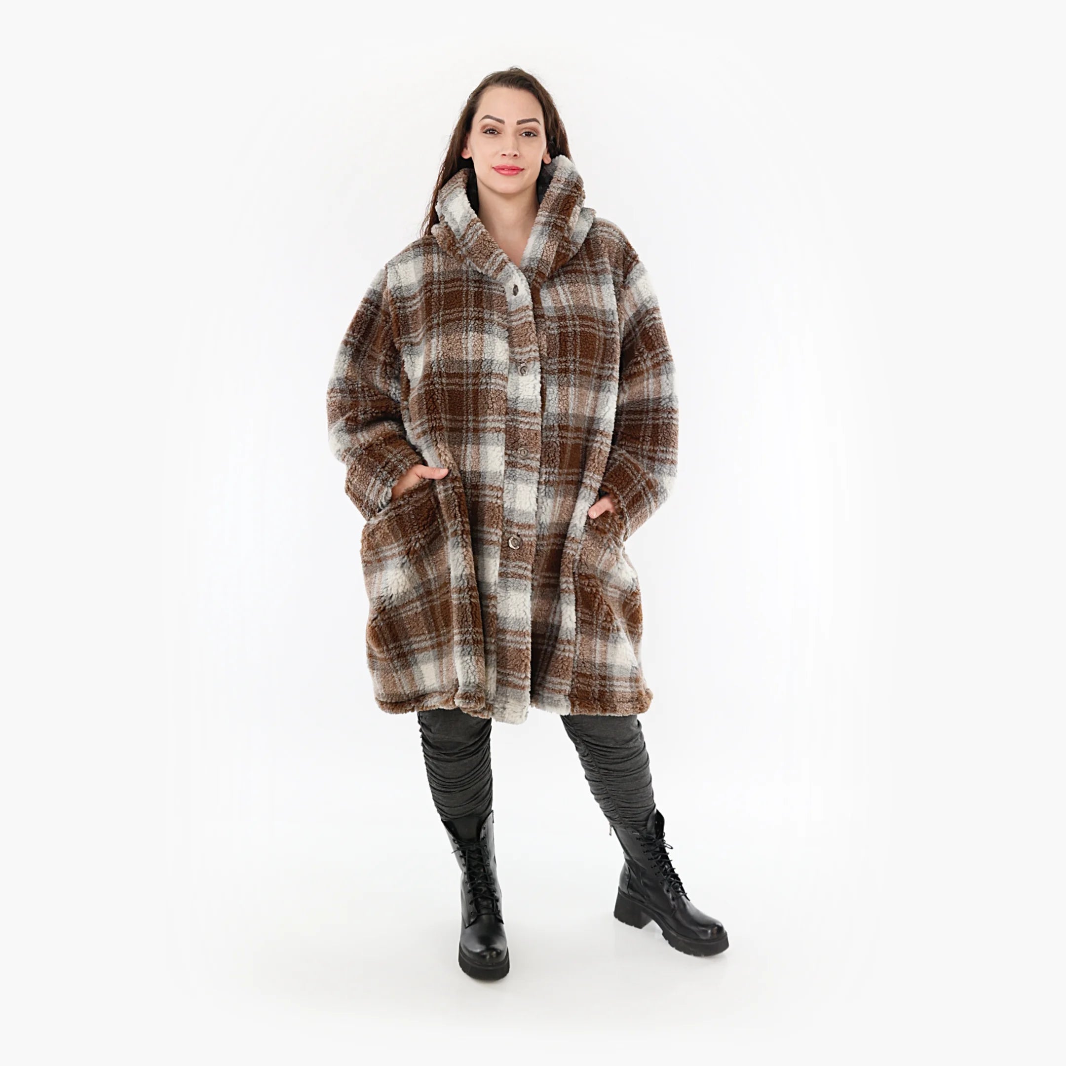  Ballonjacke von AKH Fashion aus Materialmix, 1358.06660, Braun-Weiß, Schick, Modern
