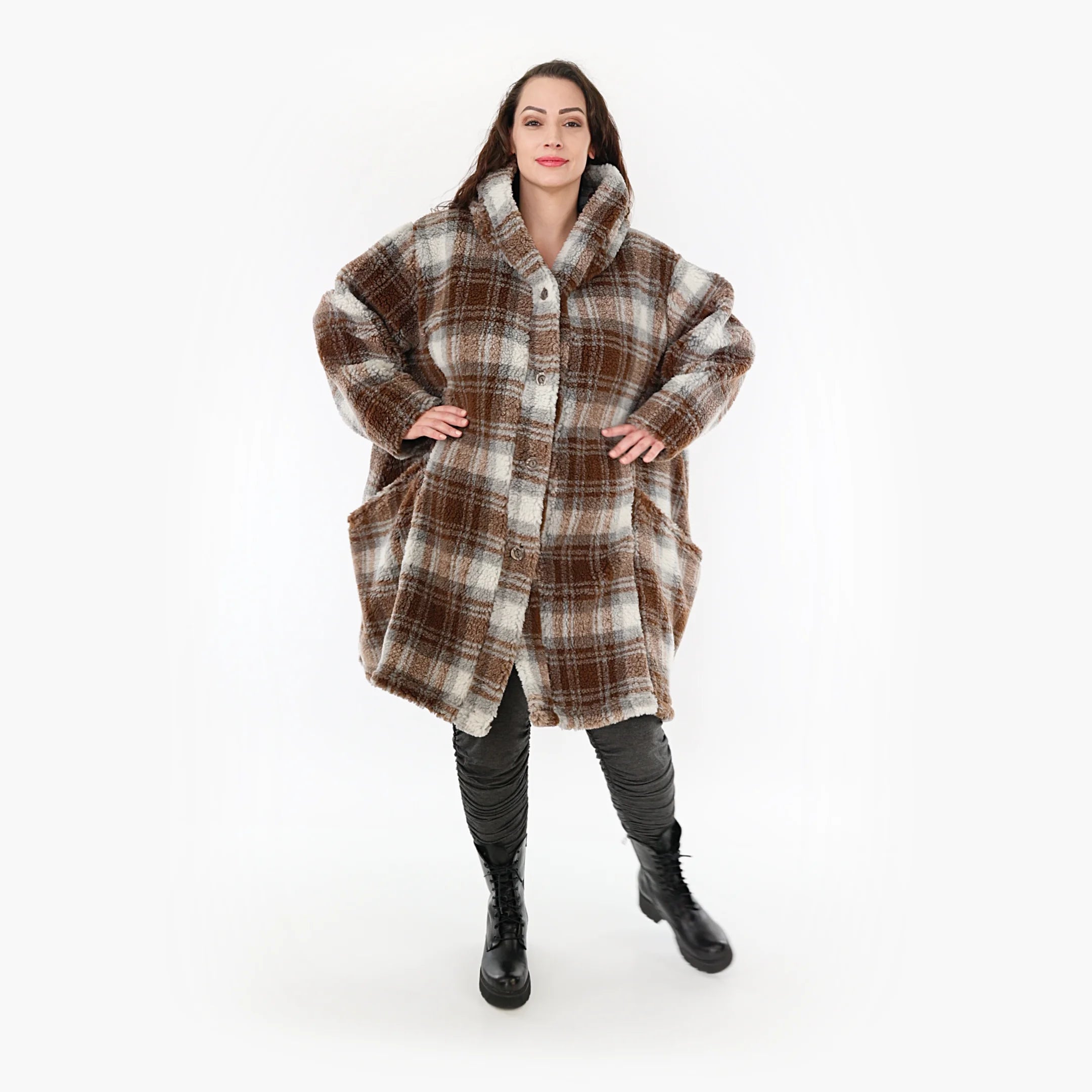 Ballonjacke von AKH Fashion aus Materialmix, 1358.06660, Braun-Weiß, Schick, Modern