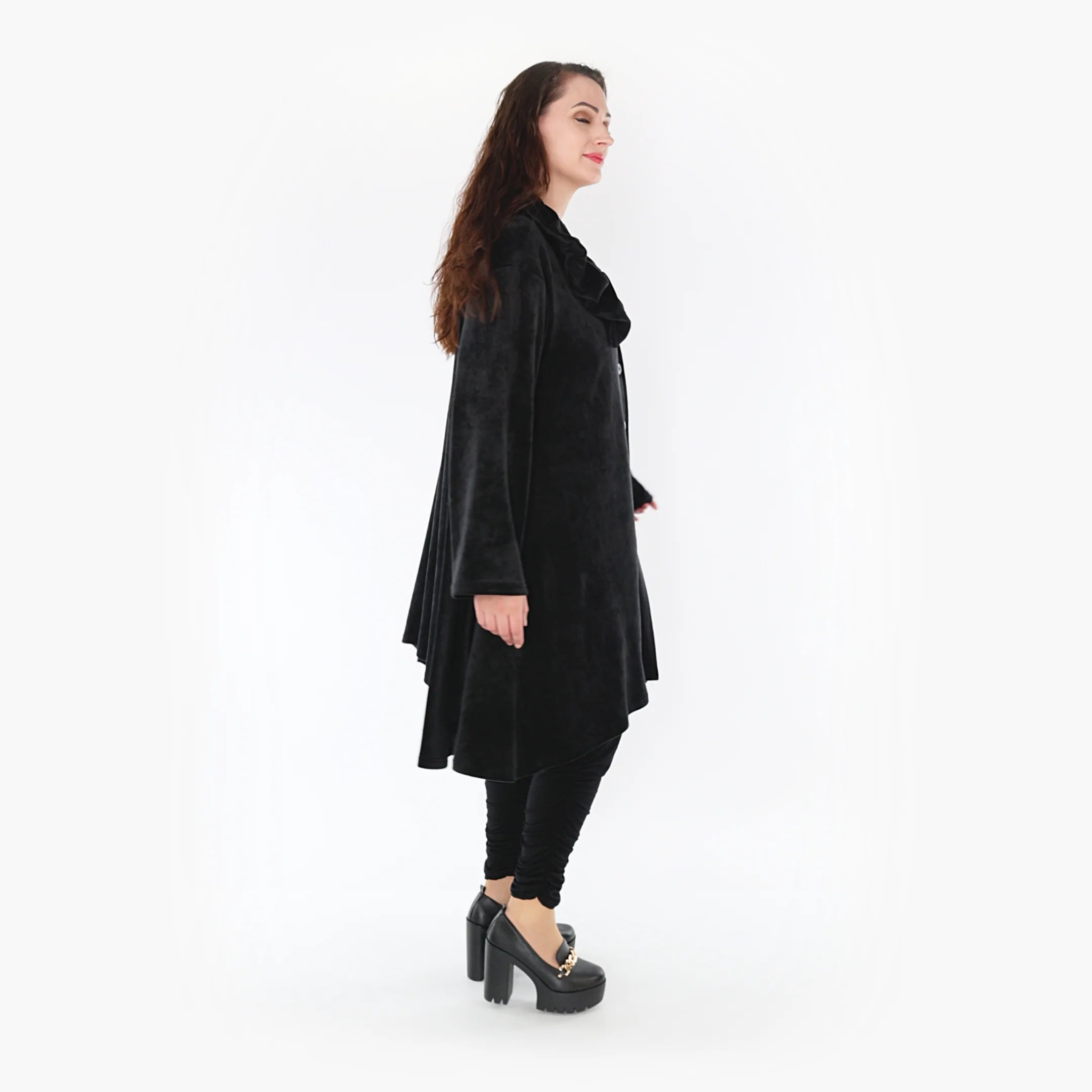  AKH Fashion Jacke in gerundeter Form, aus Polyester, 1368.05459, Schwarz, Schick, Modern