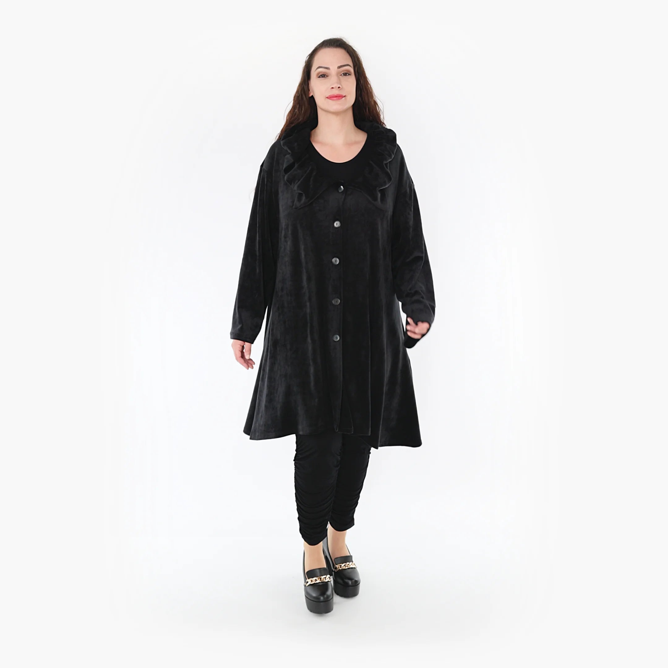  AKH Fashion Jacke in gerundeter Form, aus Polyester, 1368.05459, Schwarz, Schick, Modern