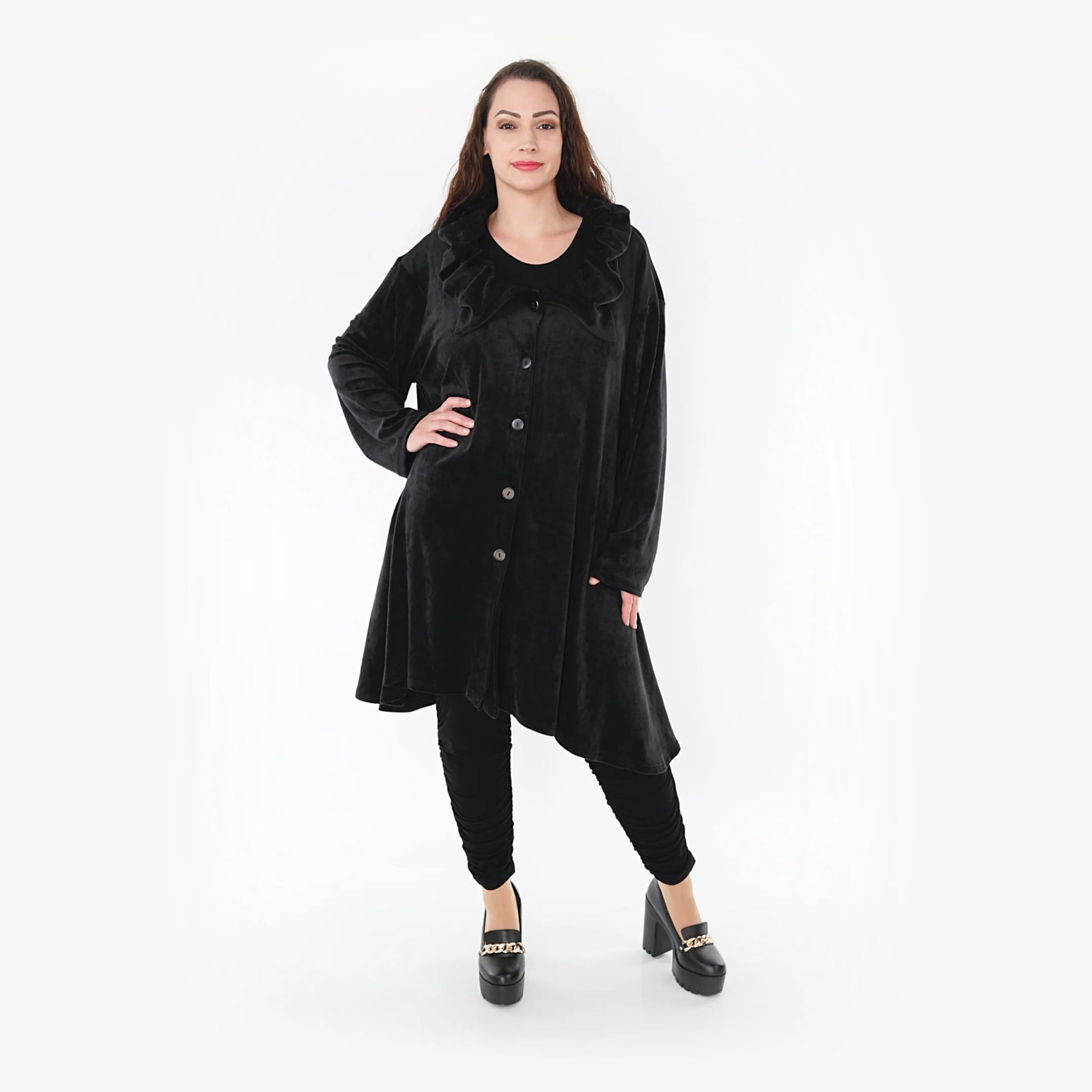  Jacke von AKH Fashion aus Polyester in gerundeter Form, 1368.05459, Schwarz, Ausgefallen