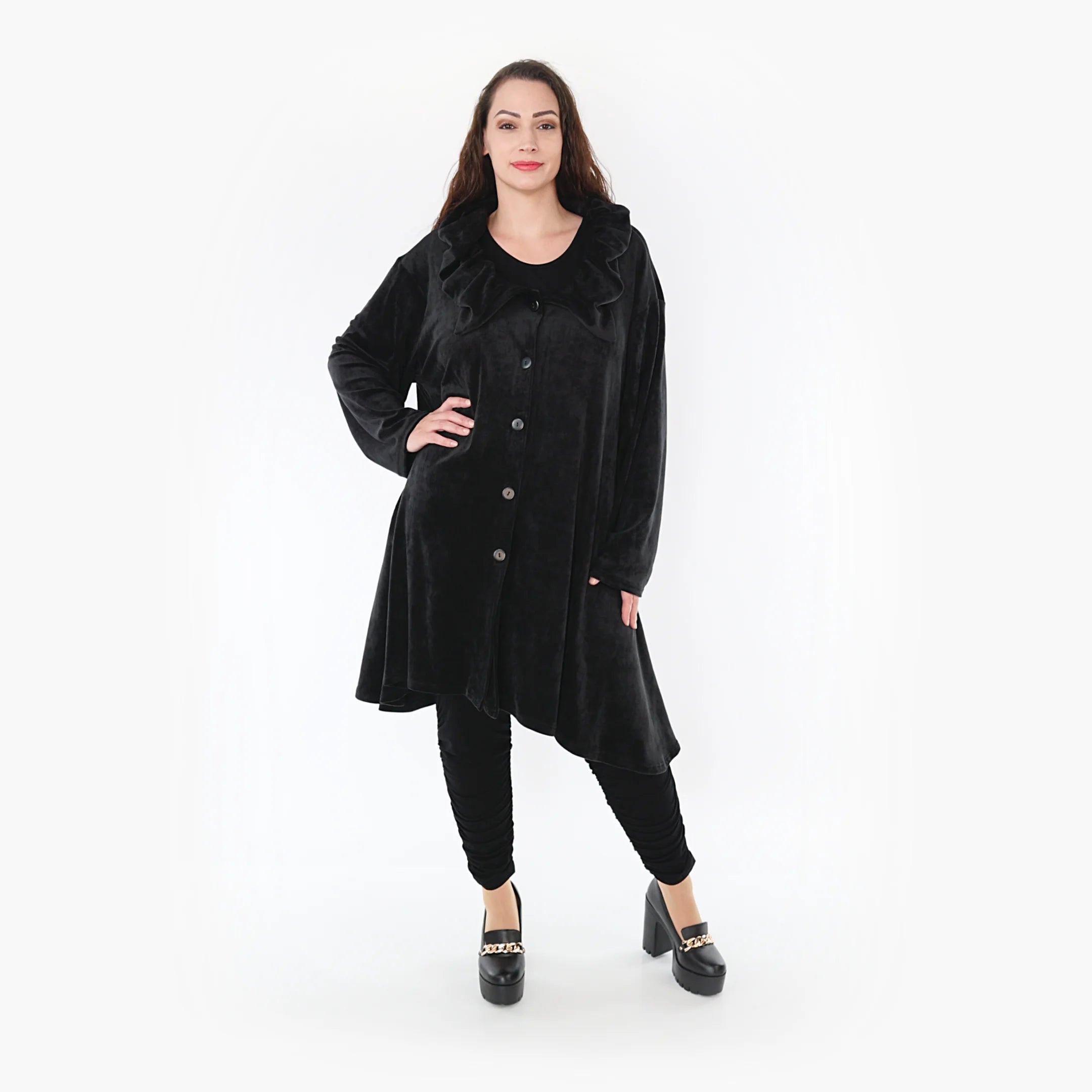  AKH Fashion Jacke in gerundeter Form, aus Polyester, 1368.05459, Schwarz, Schick, Modern