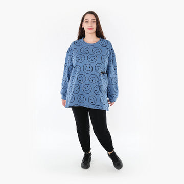  A-Form Bigshirt von AKH Fashion aus Baumwolle, 1361.06987, Jeansblau-Schwarz, Schick, Modern