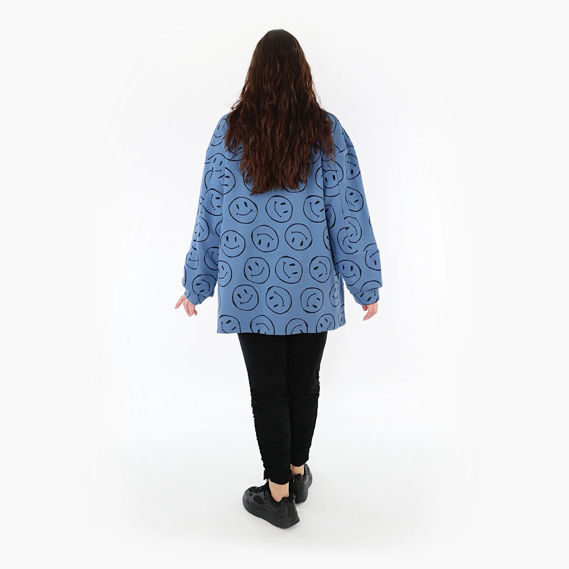  A-Form Bigshirt von AKH Fashion aus Baumwolle, 1361.06987, Jeansblau-Schwarz, Schick, Modern