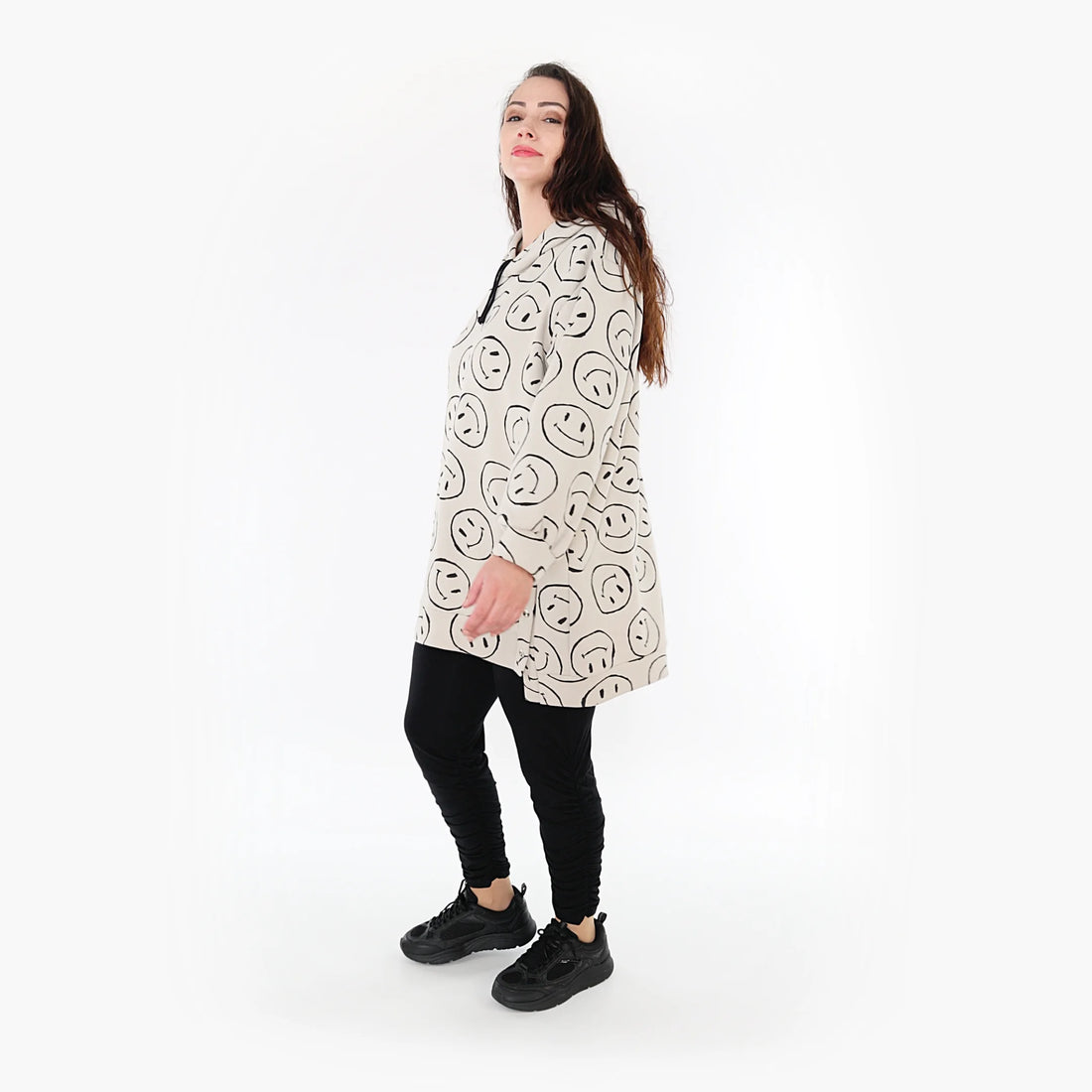  Bigshirt von AKH Fashion aus Baumwolle in gerader Form, 1361.06988, Beige-Schwarz, Schick