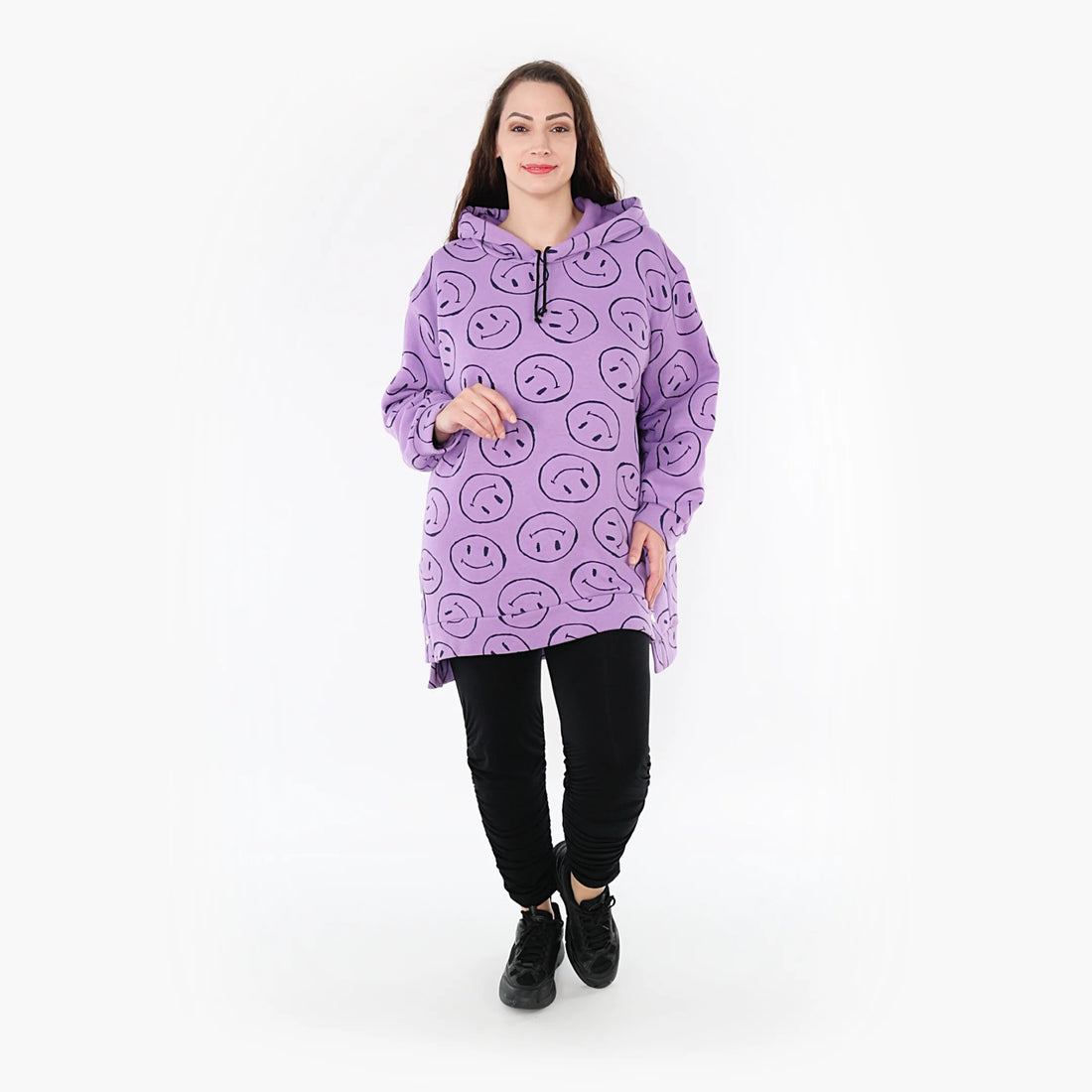  Bigshirt von AKH Fashion aus Baumwolle in gerader Form, 1361.06988, Flieder-Schwarz, Schick