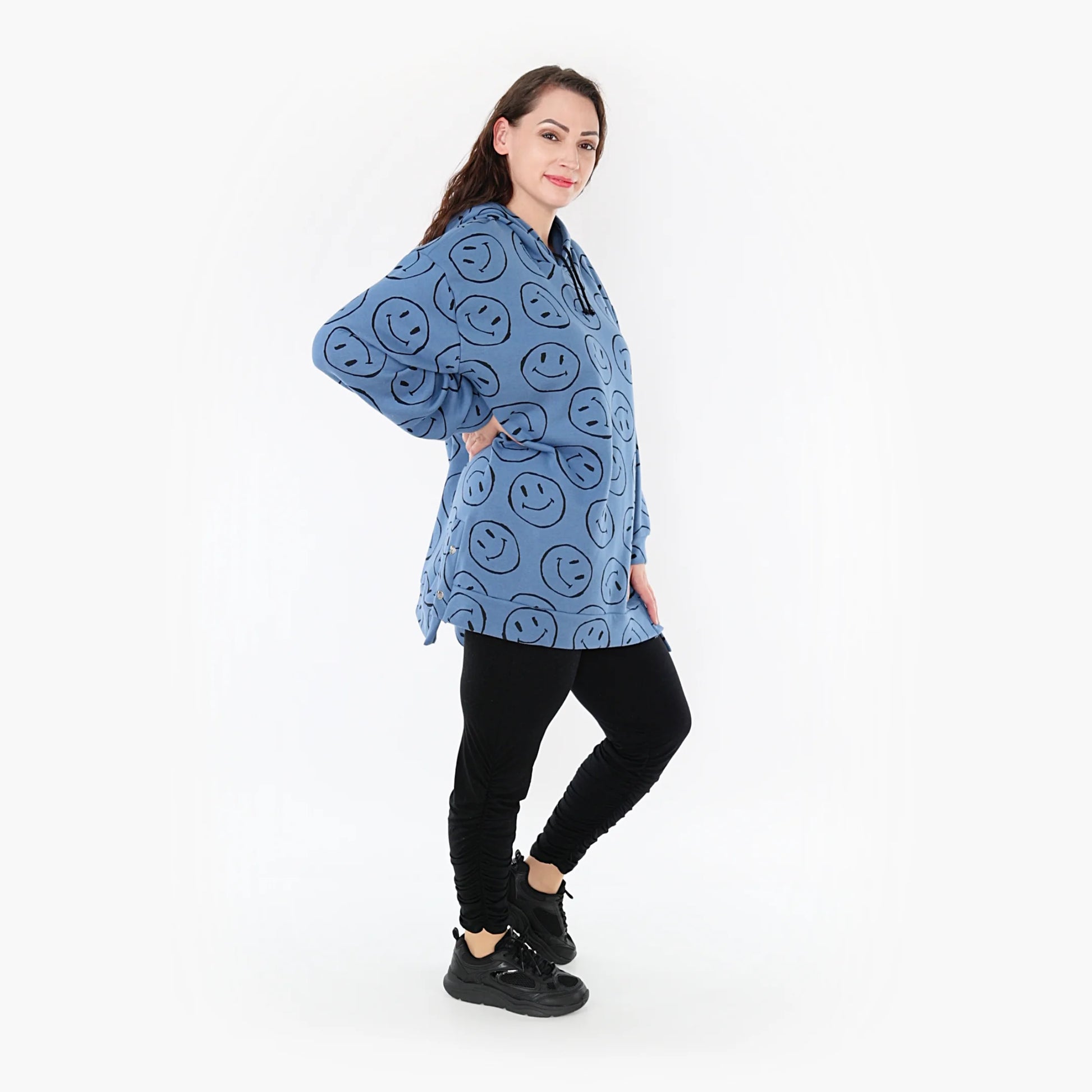  Bigshirt von AKH Fashion aus Baumwolle in gerader Form, 1361.06988, Jeansblau-Schwarz