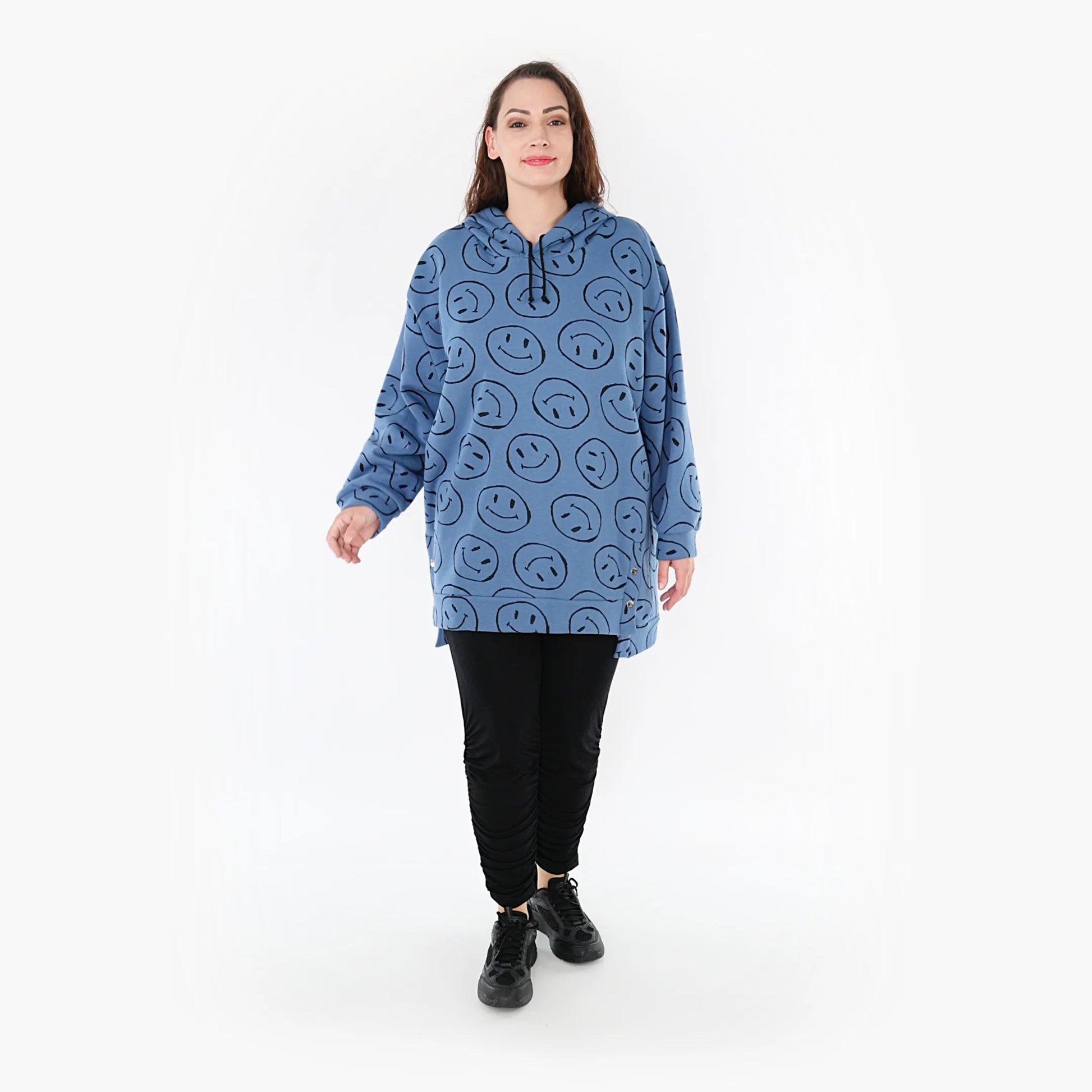  Bigshirt von AKH Fashion aus Baumwolle in gerader Form, 1361.06988, Jeansblau-Schwarz