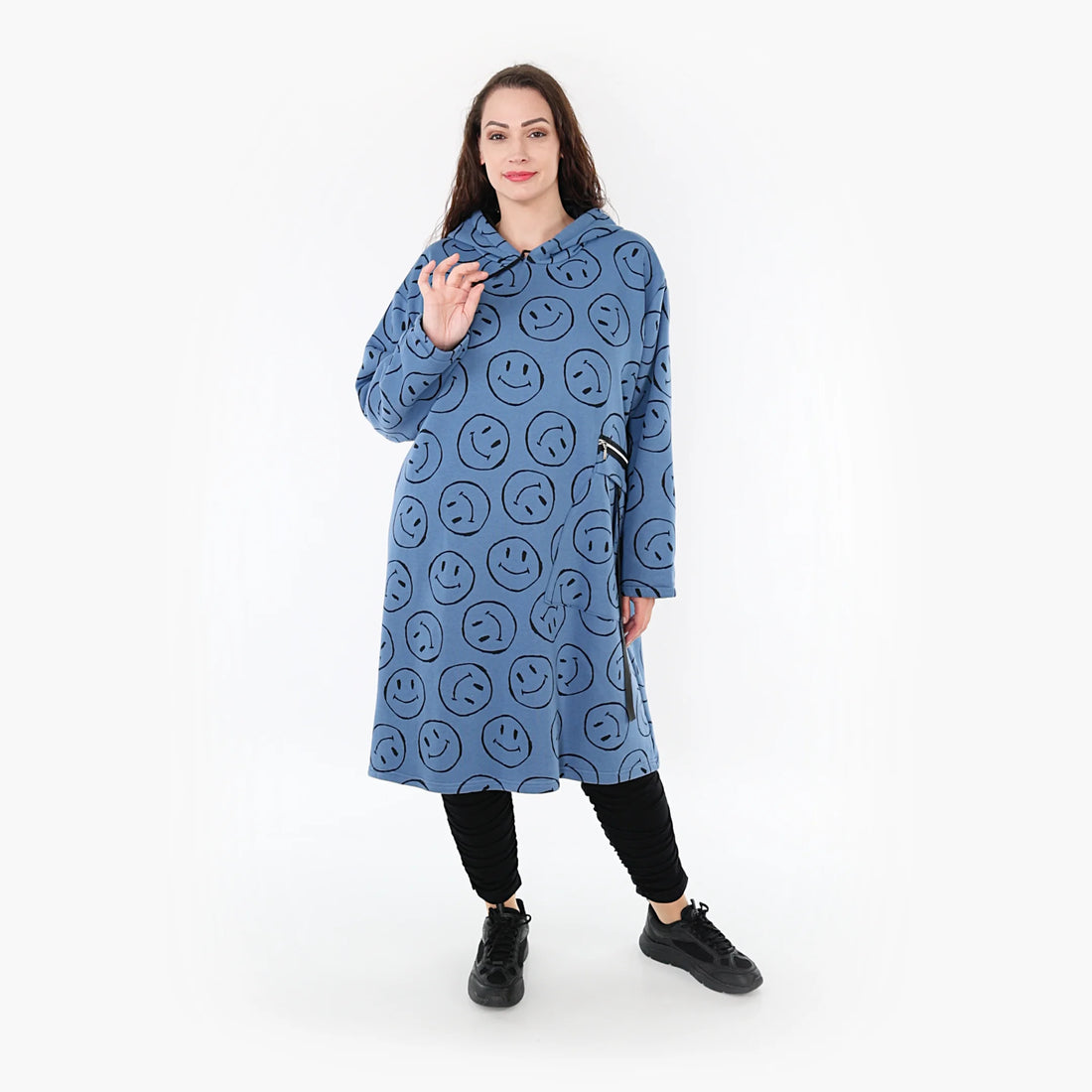  A-Form Bigshirt von AKH Fashion aus Baumwolle, 1361.06989, Jeansblau-Schwarz, Schick, Modern