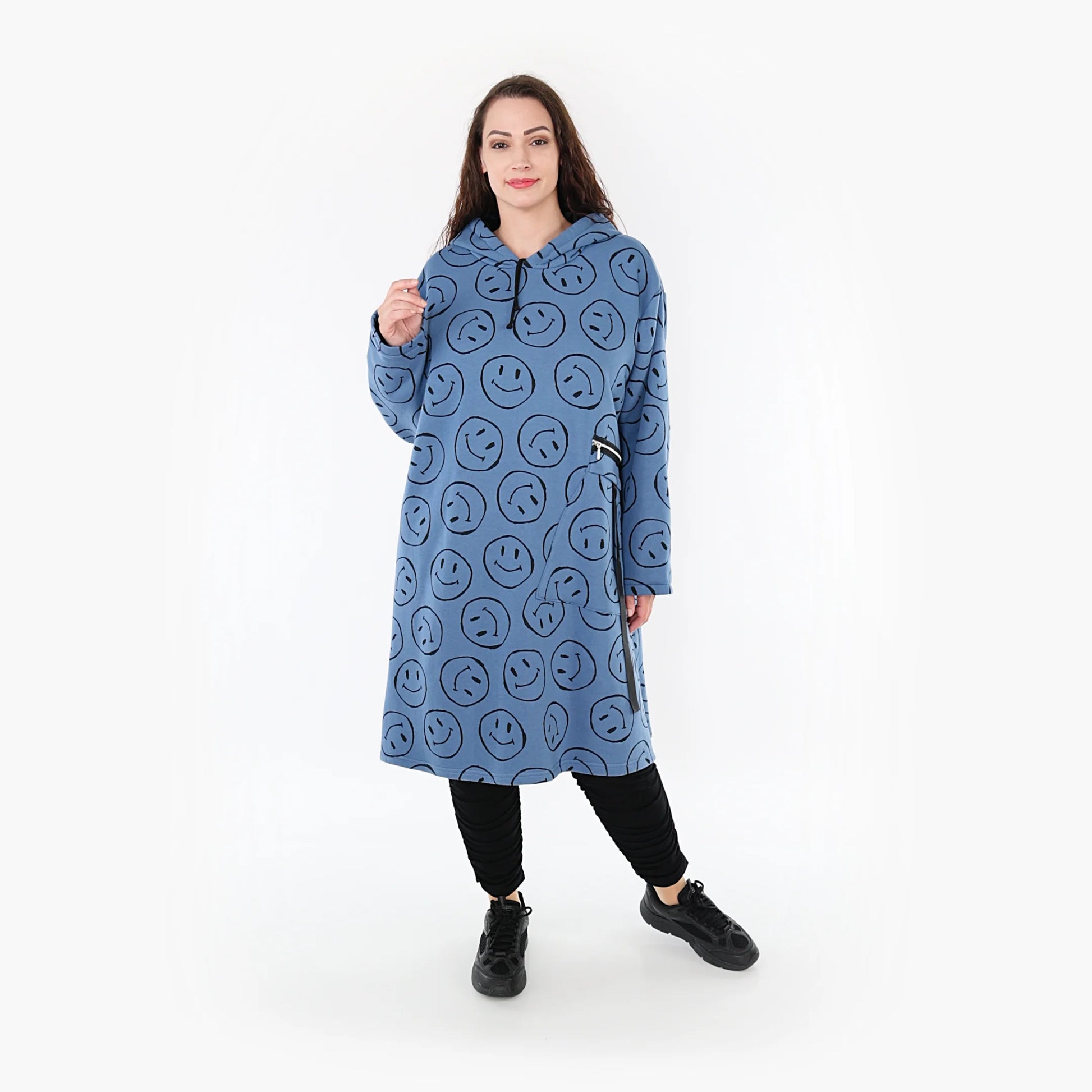  A-Form Bigshirt von AKH Fashion aus Baumwolle, 1361.06989, Jeansblau-Schwarz, Schick, Modern