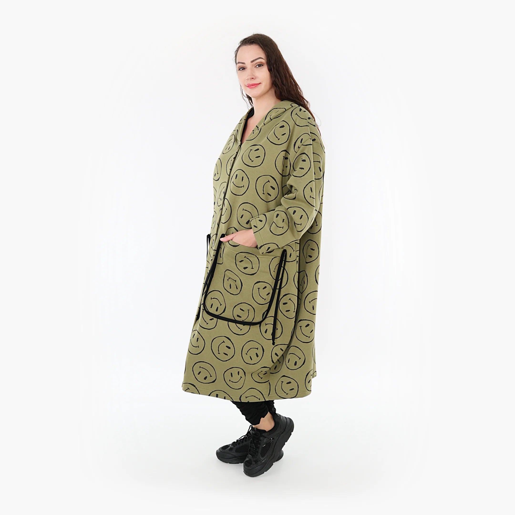  Ballonmantel von AKH Fashion aus Baumwolle, 1361.06986, Olive-Schwarz, Schick, Modern