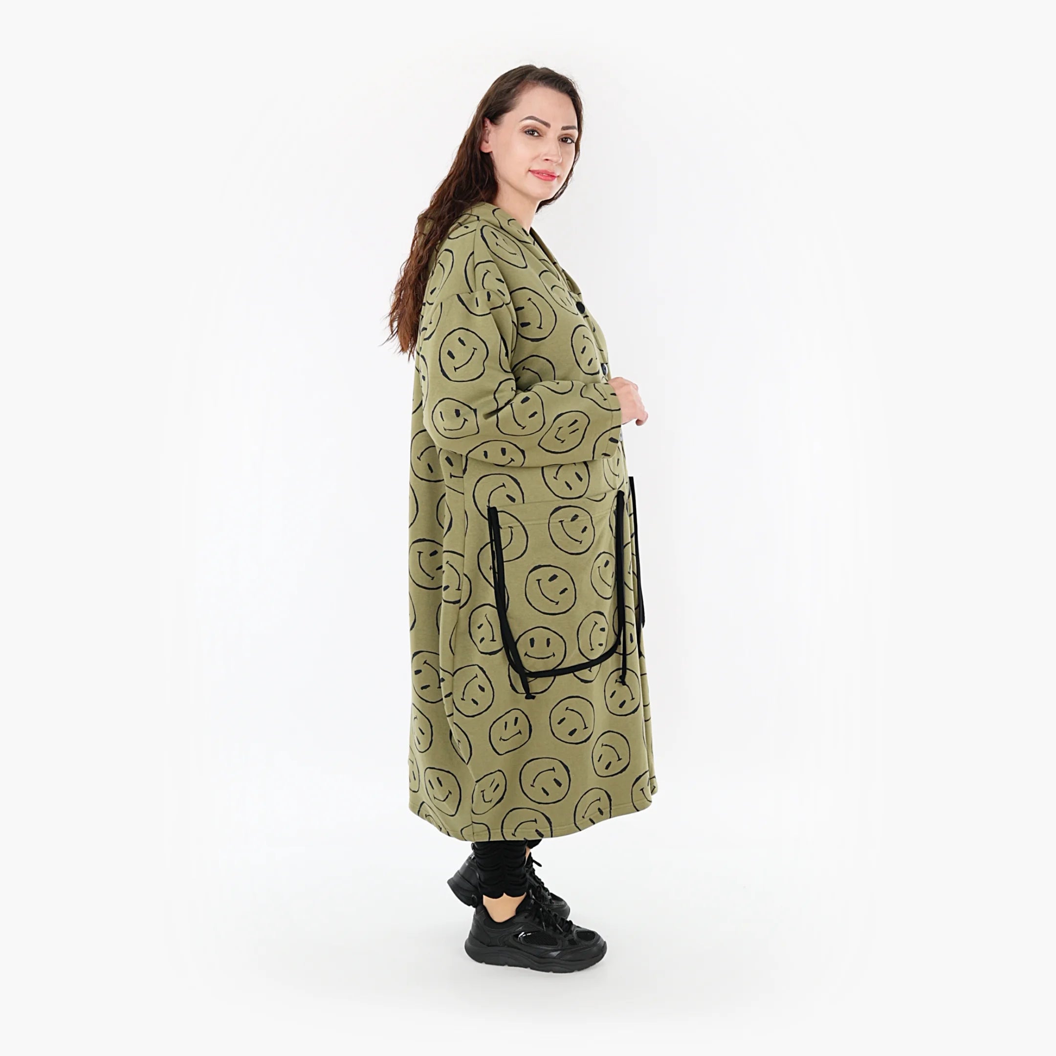  Ballonmantel von AKH Fashion aus Baumwolle, 1361.06986, Olive-Schwarz, Schick, Modern