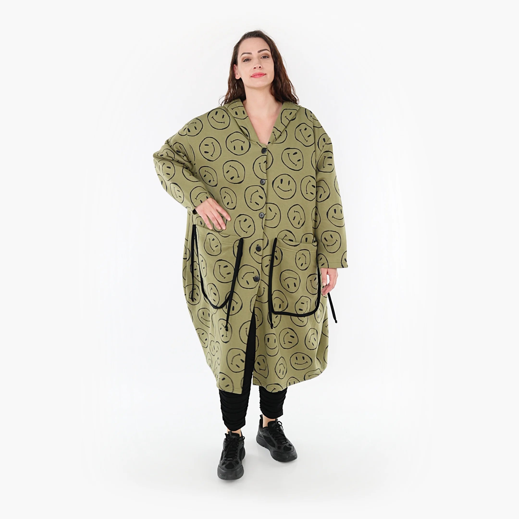  Ballonmantel von AKH Fashion aus Baumwolle, 1361.06986, Olive-Schwarz, Schick, Modern