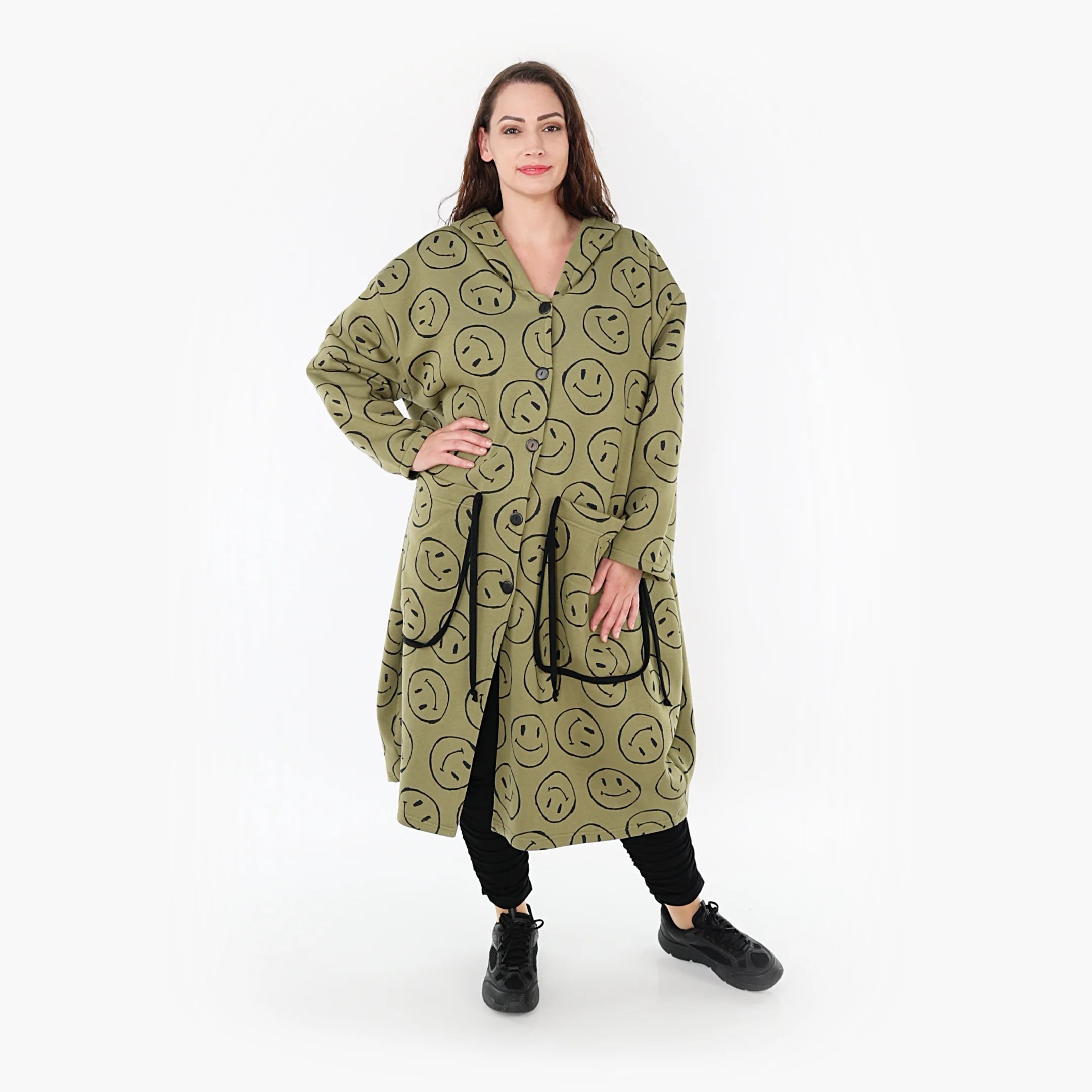  Ballonmantel von AKH Fashion aus Baumwolle, 1361.06986, Olive-Schwarz, Schick, Modern