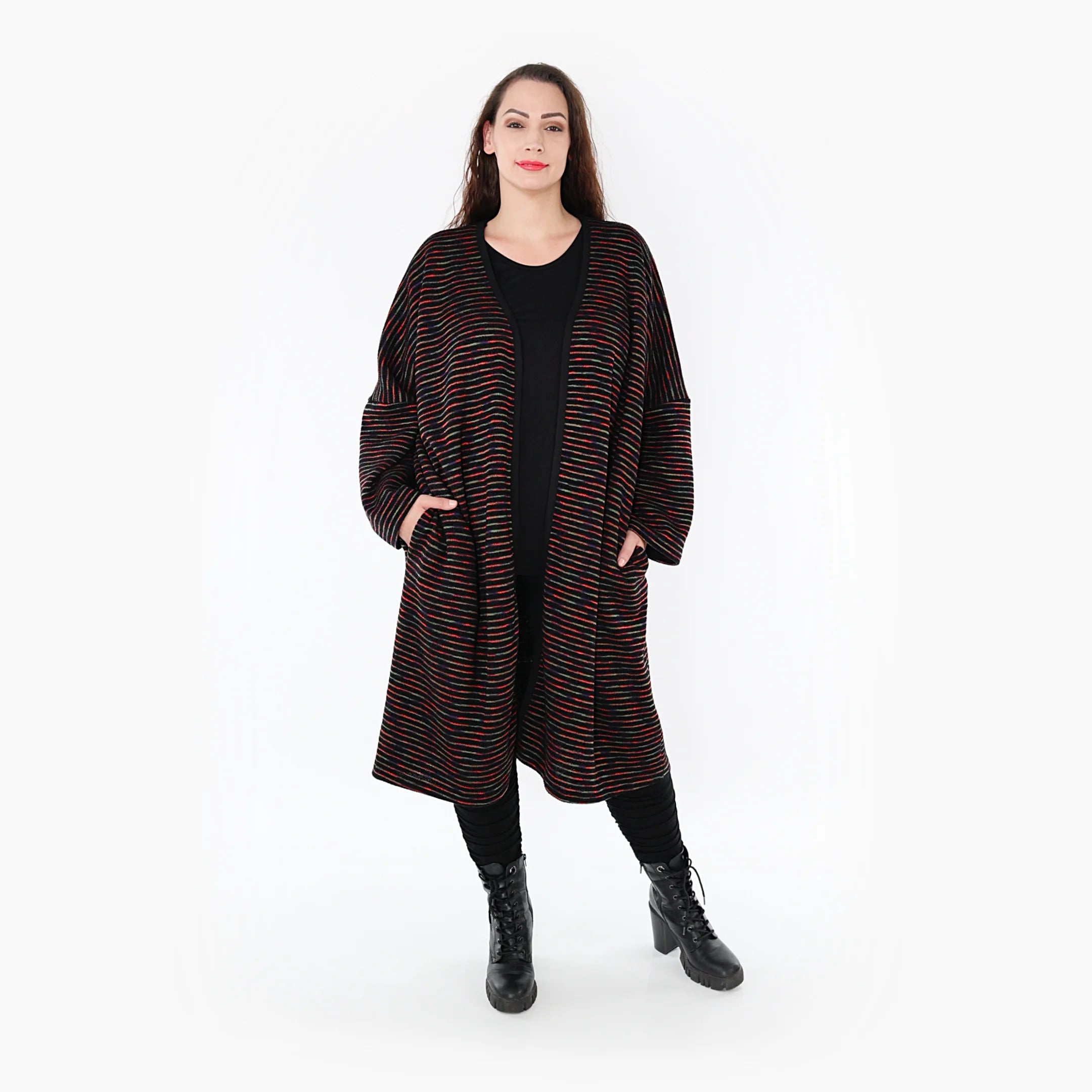  AKH Fashion Jacke in gerader Form, aus Baumwolle, 1367.06828, Schwarz-Grün-Rot, Schick