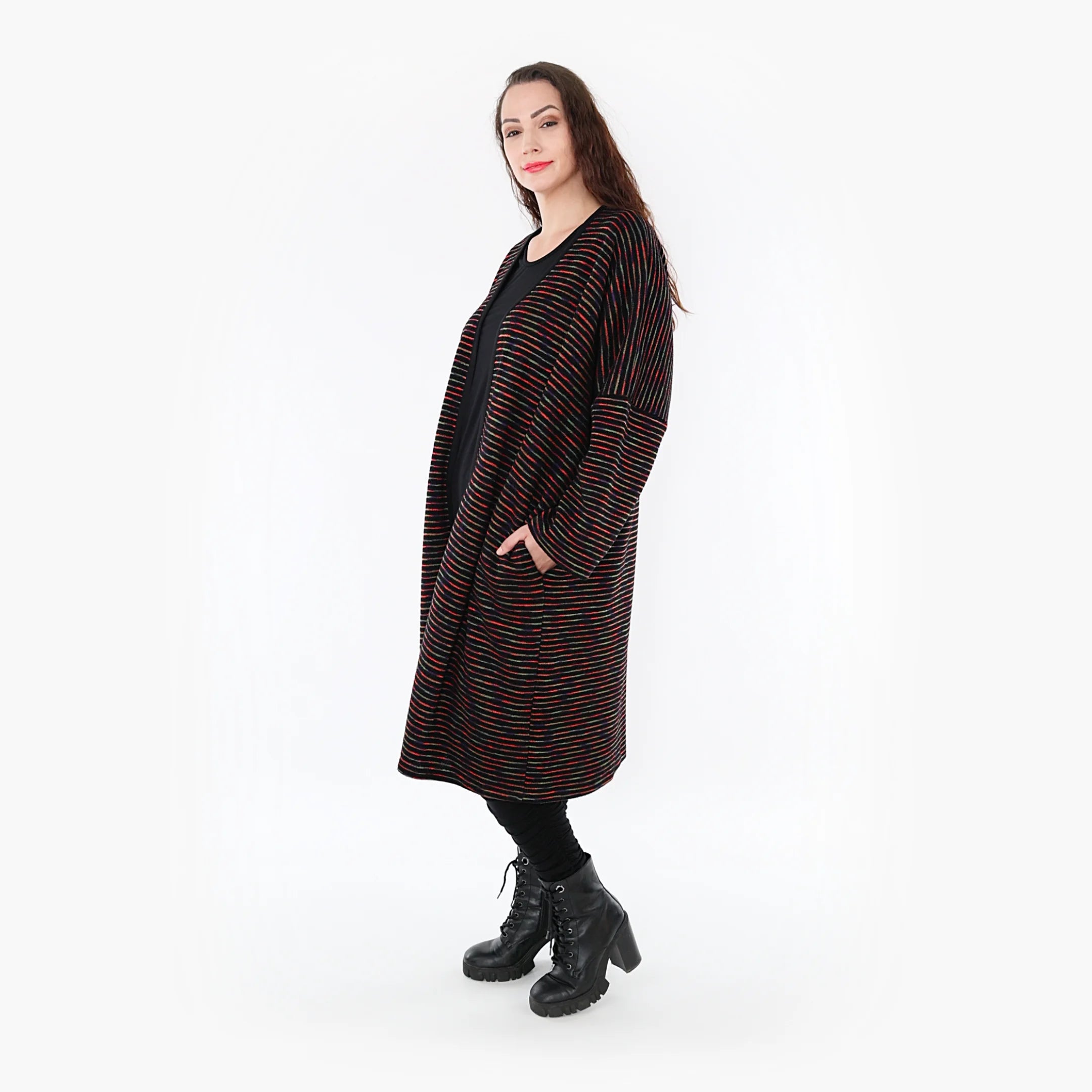  AKH Fashion Jacke in gerader Form, aus Baumwolle, 1367.06828, Schwarz-Grün-Rot, Schick