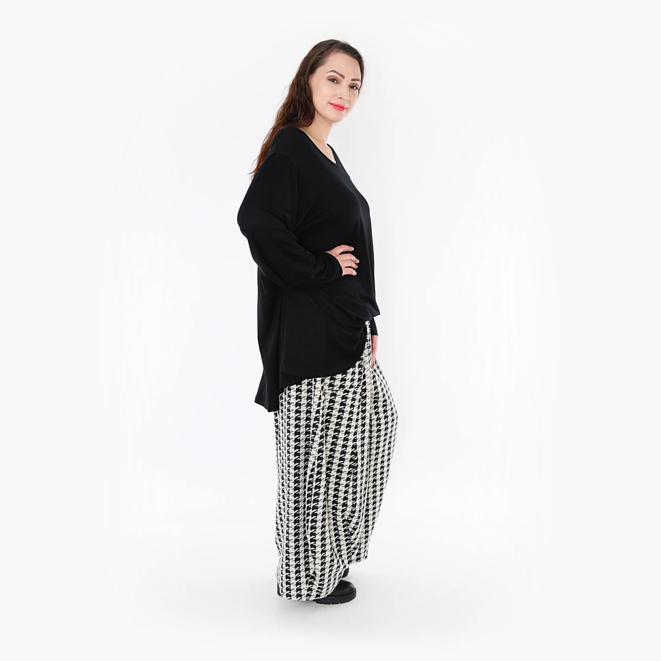  Ballonhose von AKH Fashion aus Baumwolle, 1364.08069, Weiß-Schwarz, Schick, Modern, Bequem