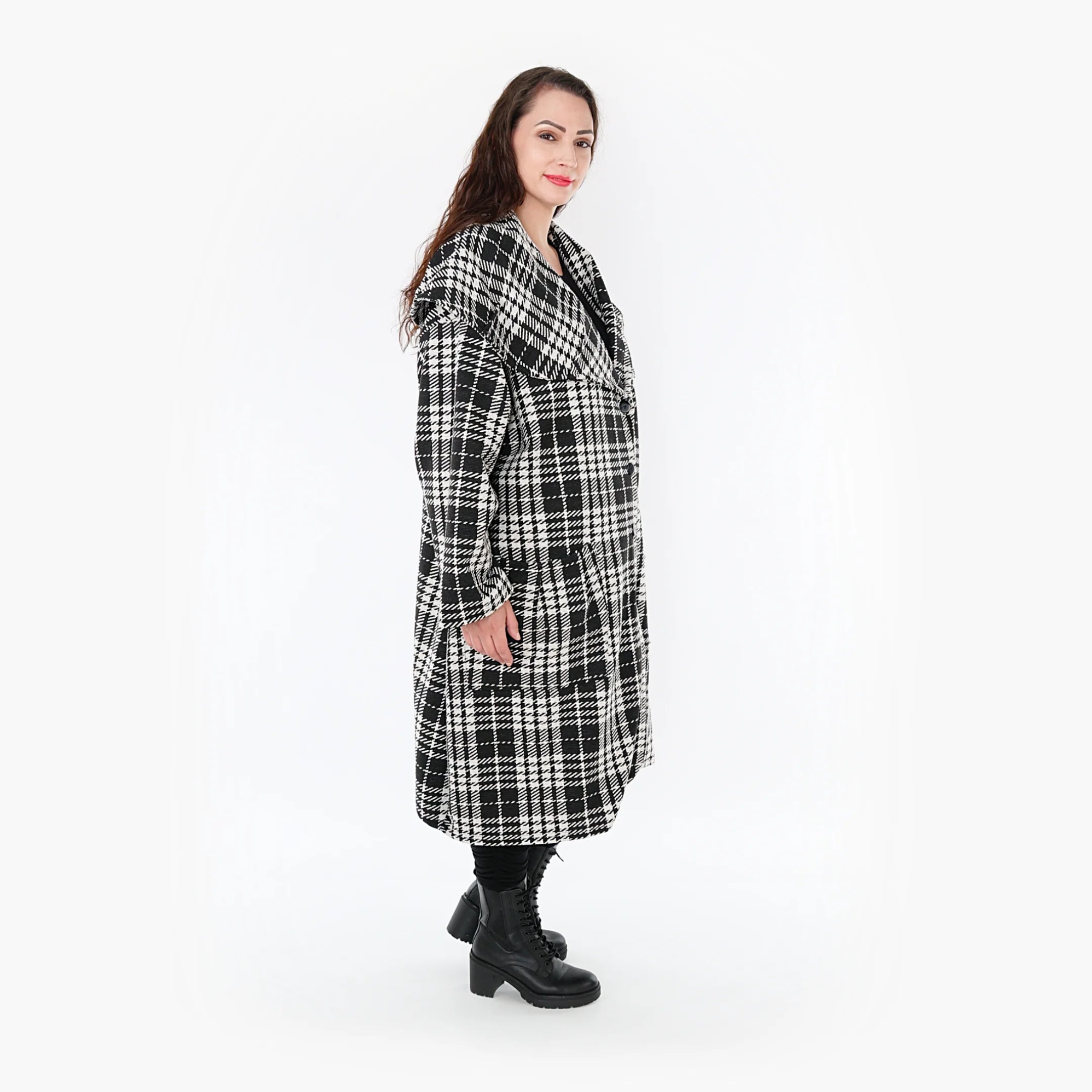  Ballonmantel von AKH Fashion aus Baumwolle, 1362.01776, Weiß-Schwarz, Schick, Modern