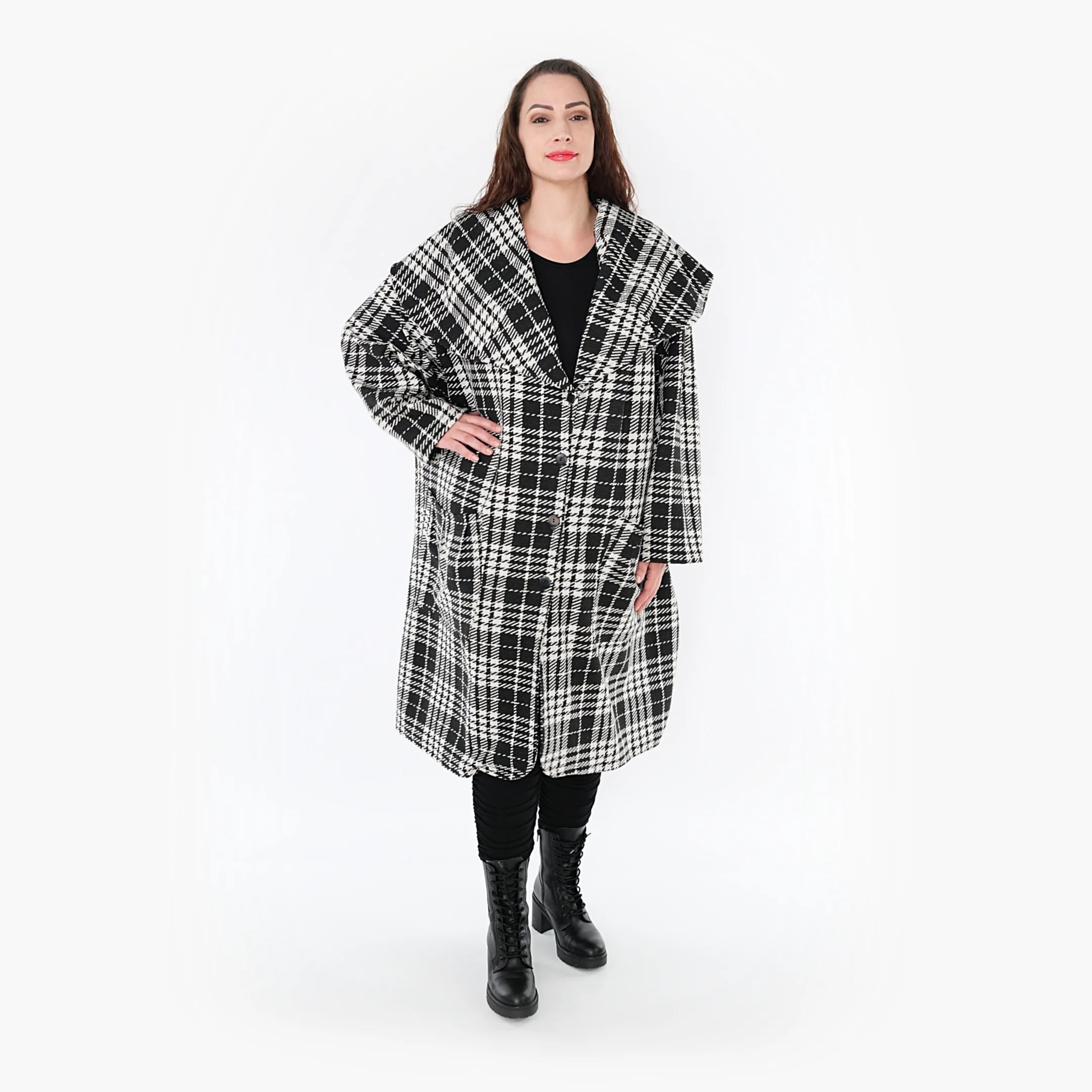  Ballonmantel von AKH Fashion aus Baumwolle, 1362.01776, Weiß-Schwarz, Schick, Modern