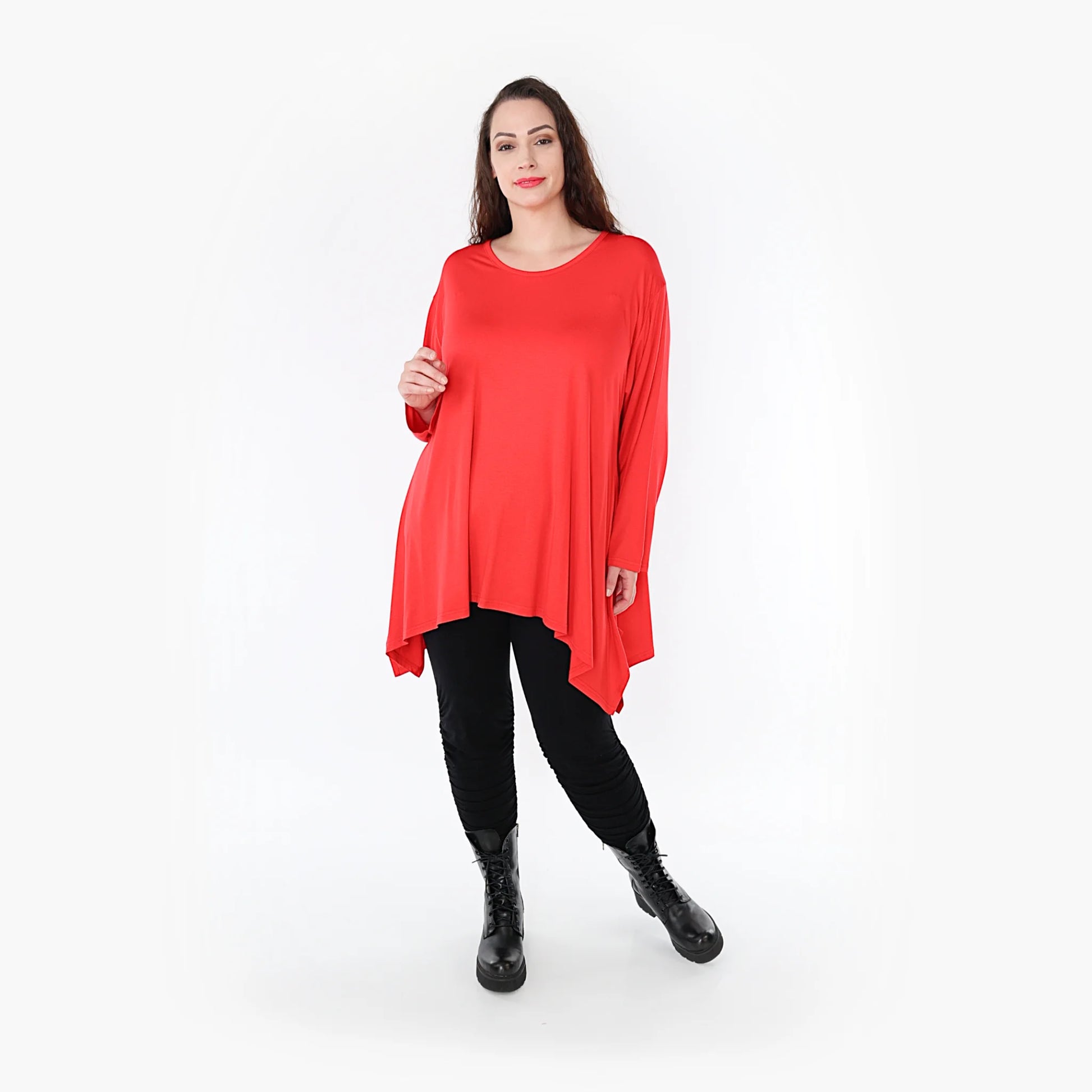  A-Form Shirt von AKH Fashion aus Viskose, 1233.1019L, Rot, Unifarben, Ausgefallen, Modern