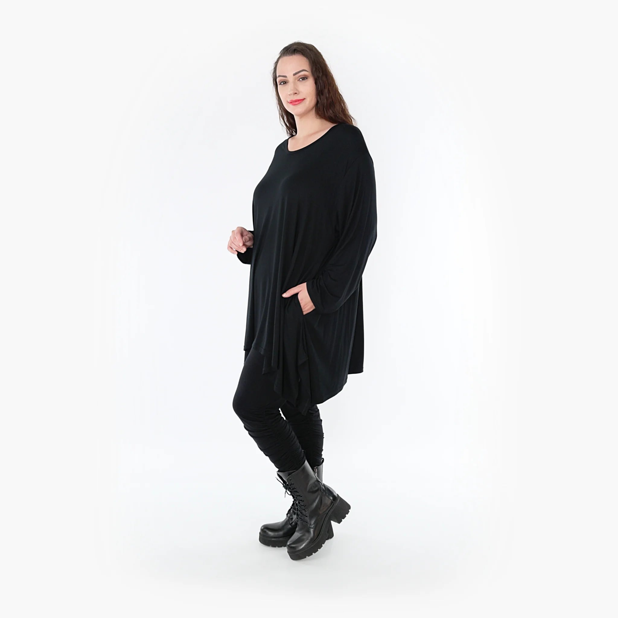  A-Form Shirt von AKH Fashion aus Viskose, 1233.1019L, Schwarz, Schick, Modern, Bequem