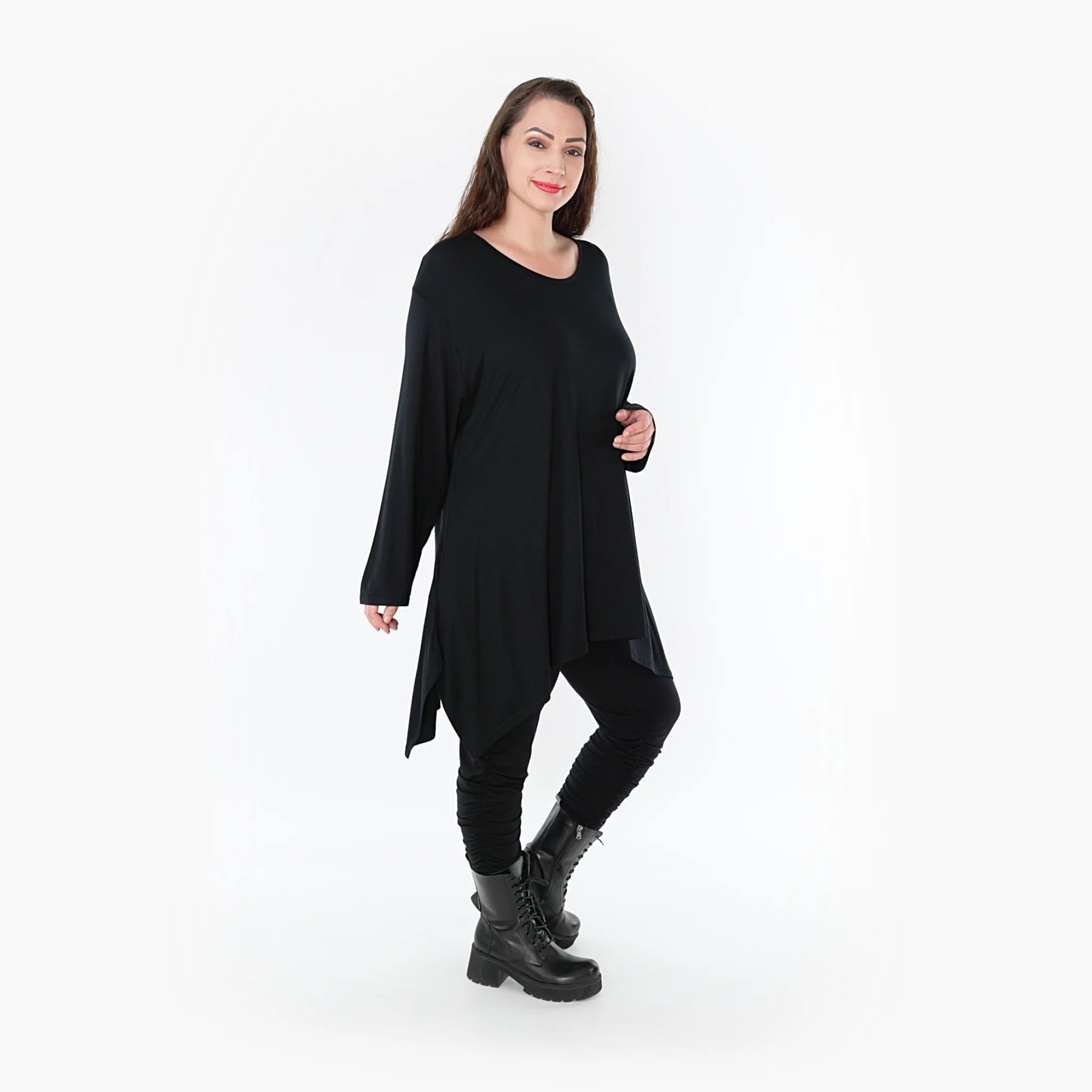  A-Form Shirt von AKH Fashion aus Viskose, 1233.1019L, Schwarz, Schick, Modern, Bequem