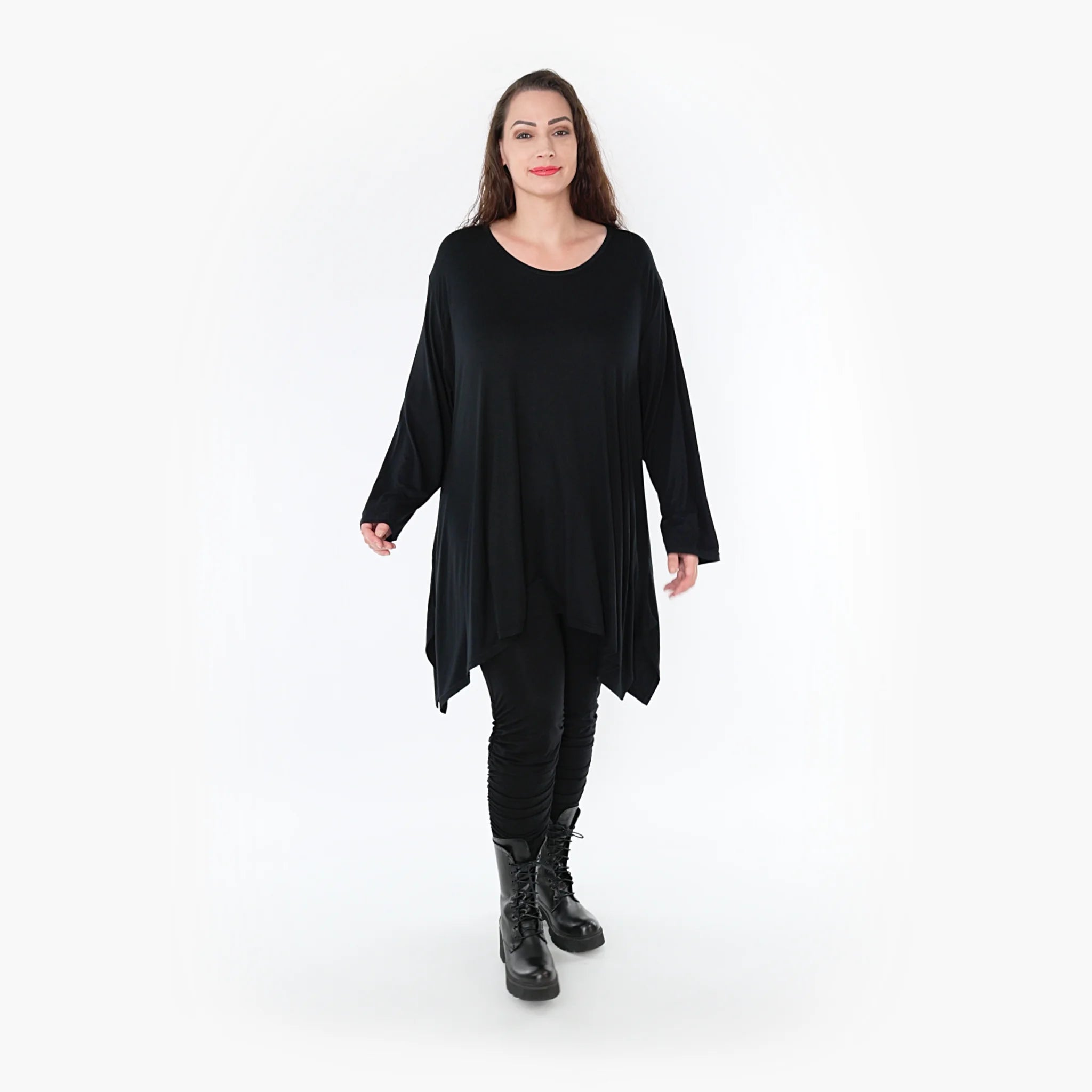  A-Form Shirt von AKH Fashion aus Viskose, 1233.1019L, Schwarz, Schick, Modern, Bequem