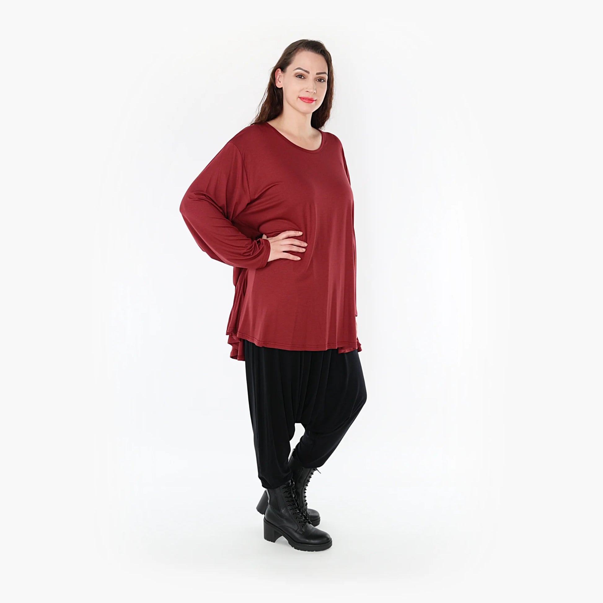  Shirt von AKH Fashion aus Viskose in Glocken-Form, 1233.1892L, Burgundy, Schick, Modern