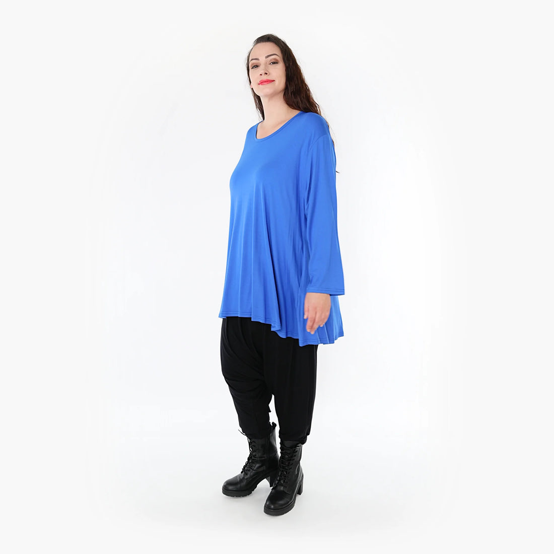  AKH Fashion Shirt in Glocken-Form, aus Viskose, 1233.1892L, Royalblau, Schick, Modern