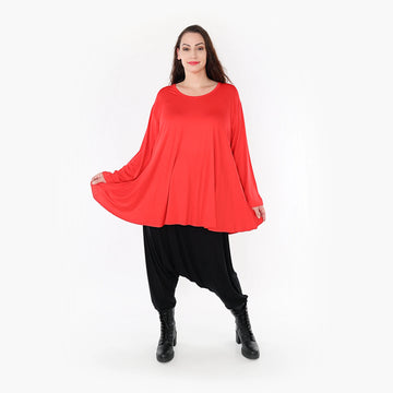  Shirt von AKH Fashion aus Viskose in Glocken-Form, 1233.1892L, Rot, Unifarben, Ausgefallen