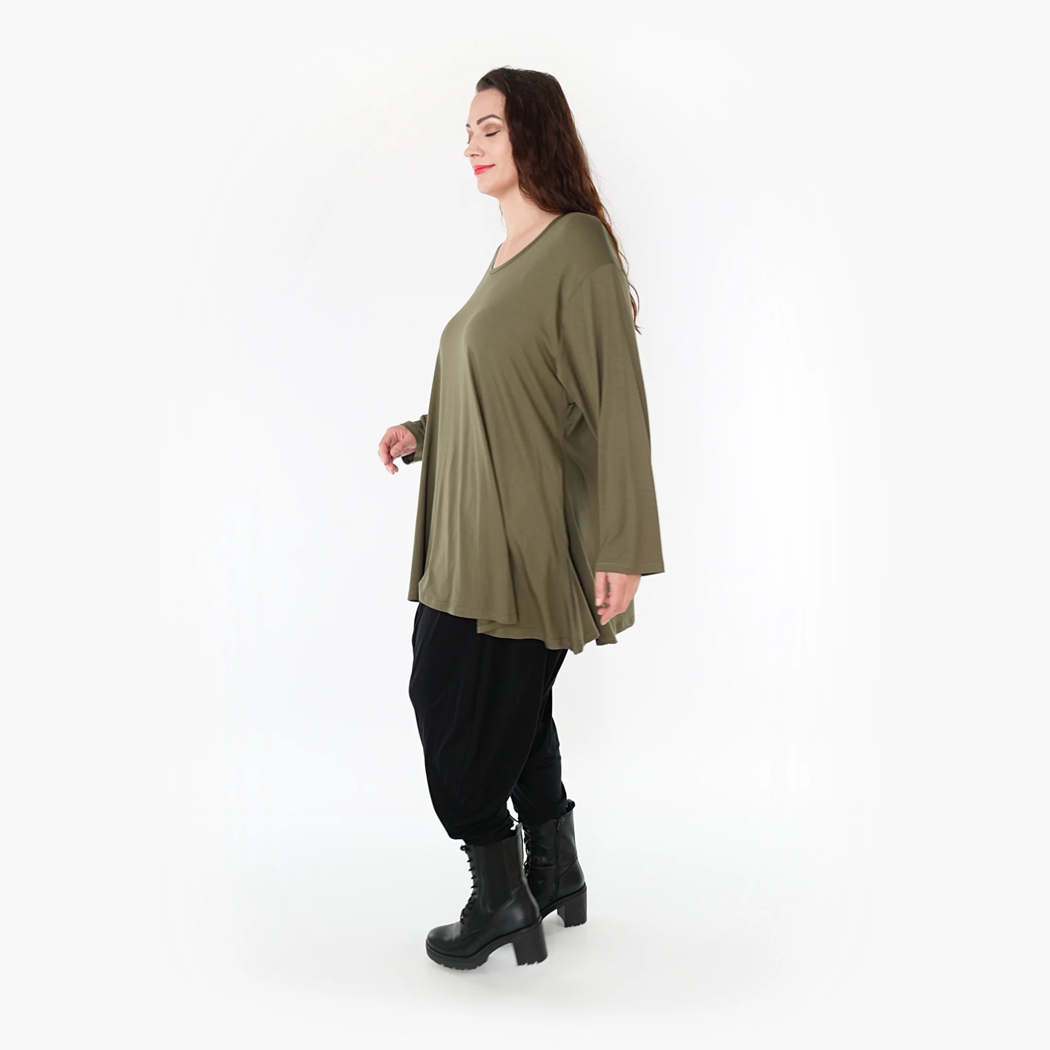  AKH Fashion Shirt in Glocken-Form, aus Viskose, 1233.1892L, Olive, Schick, Modern, Bequem