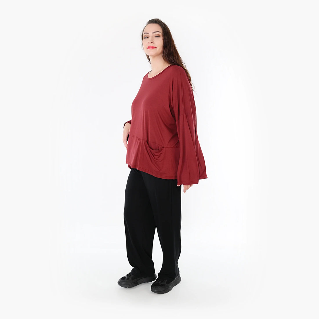  AKH Fashion Bigshirt in kastiger Form, aus Viskose, 1233.6888L, Burgundy, Schick, Modern