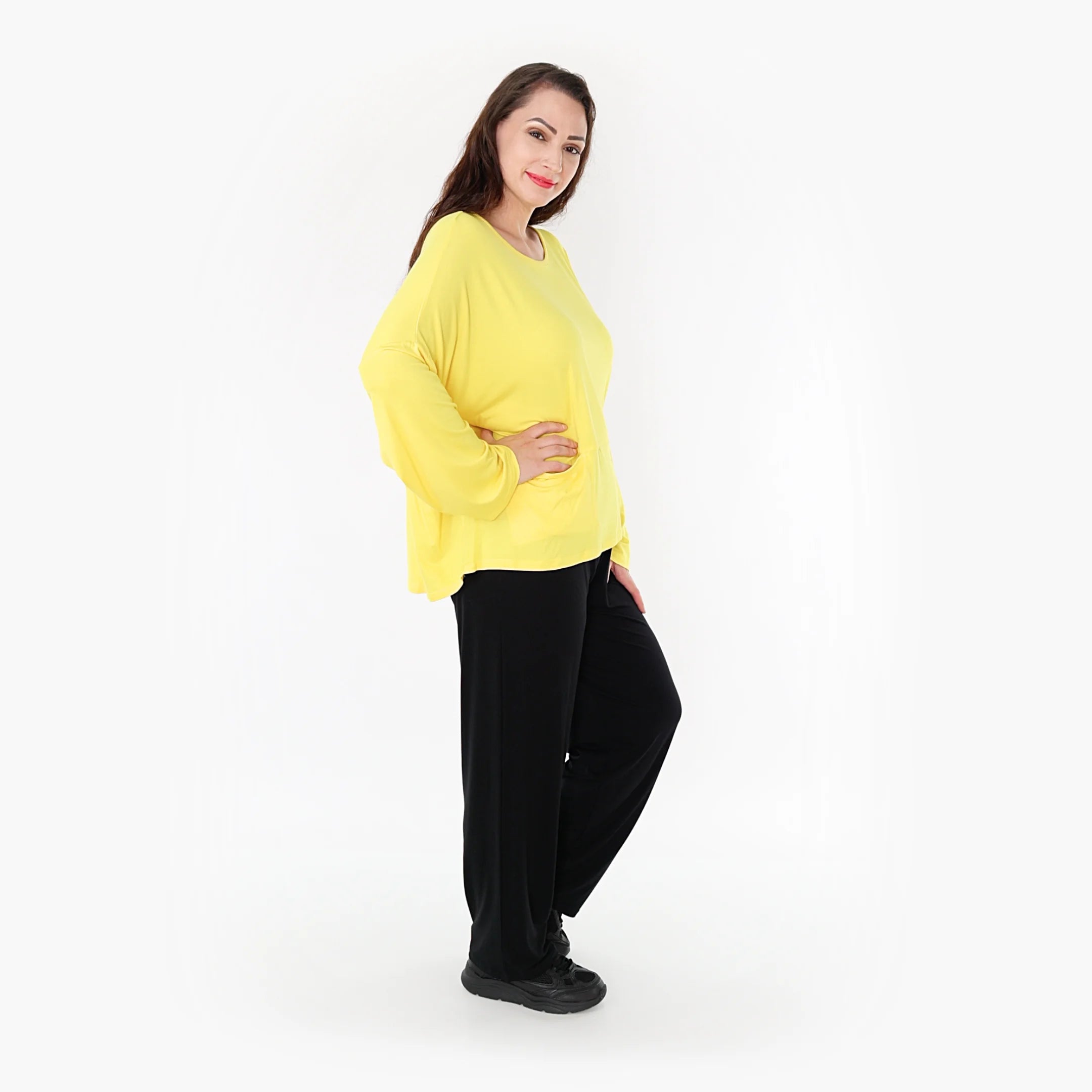  AKH Fashion Bigshirt in kastiger Form, aus Viskose, 1233.6888L, Gelb, Schick, Modern, Bequem