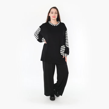 A-form big shirt by AKH Fashion made of viscose, 1366.06987, black-white, solid color, unusual 