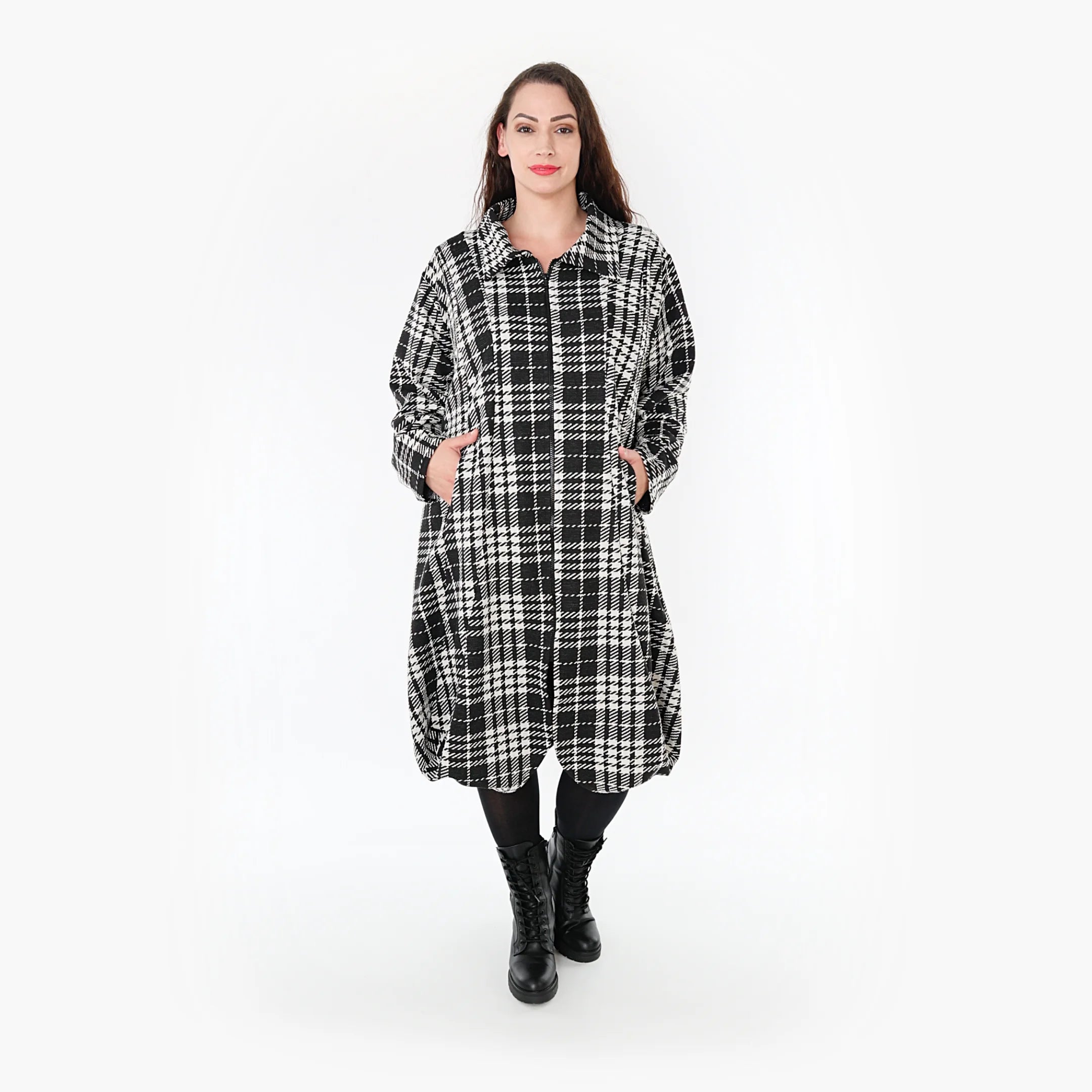  Ballonmantel von AKH Fashion aus Baumwolle, 1362.01424, Weiß-Schwarz, Schick, Modern